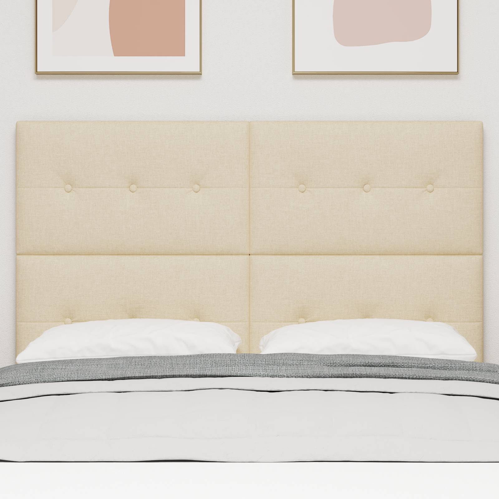 vidaXL Kopfteil mit Knopfheftung Creme 140 cm Stoff