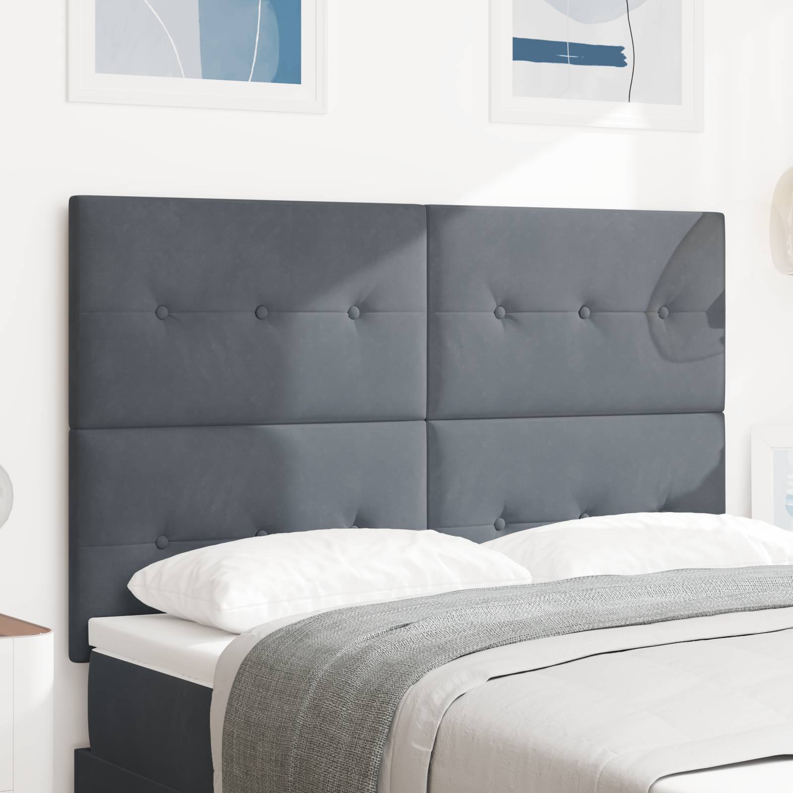 vidaXL LED Kopfteil Dunkelgrau 80 cm Samt