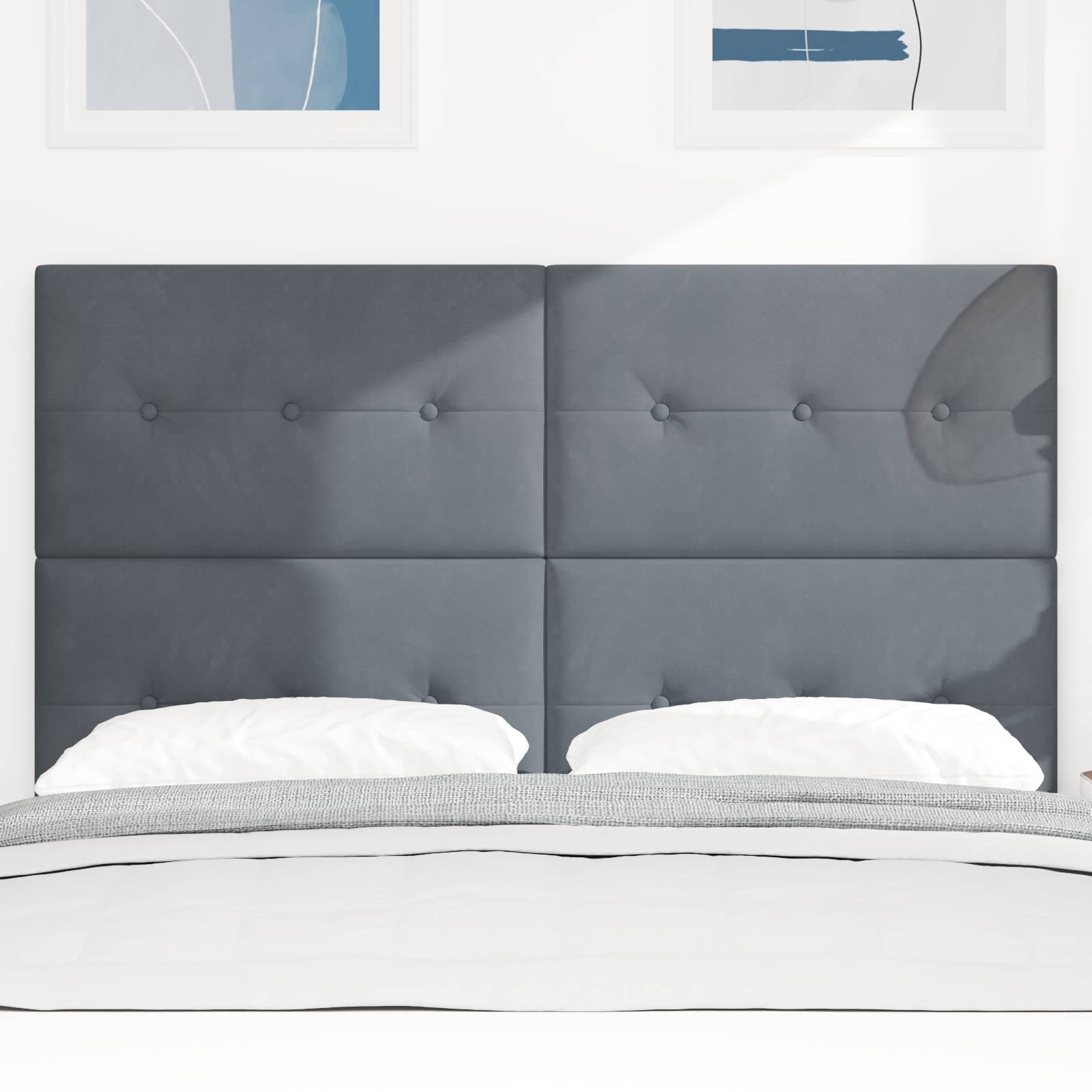 vidaXL Kopfteil mit Knopfheftung Dunkelgrau 140 cm Samt