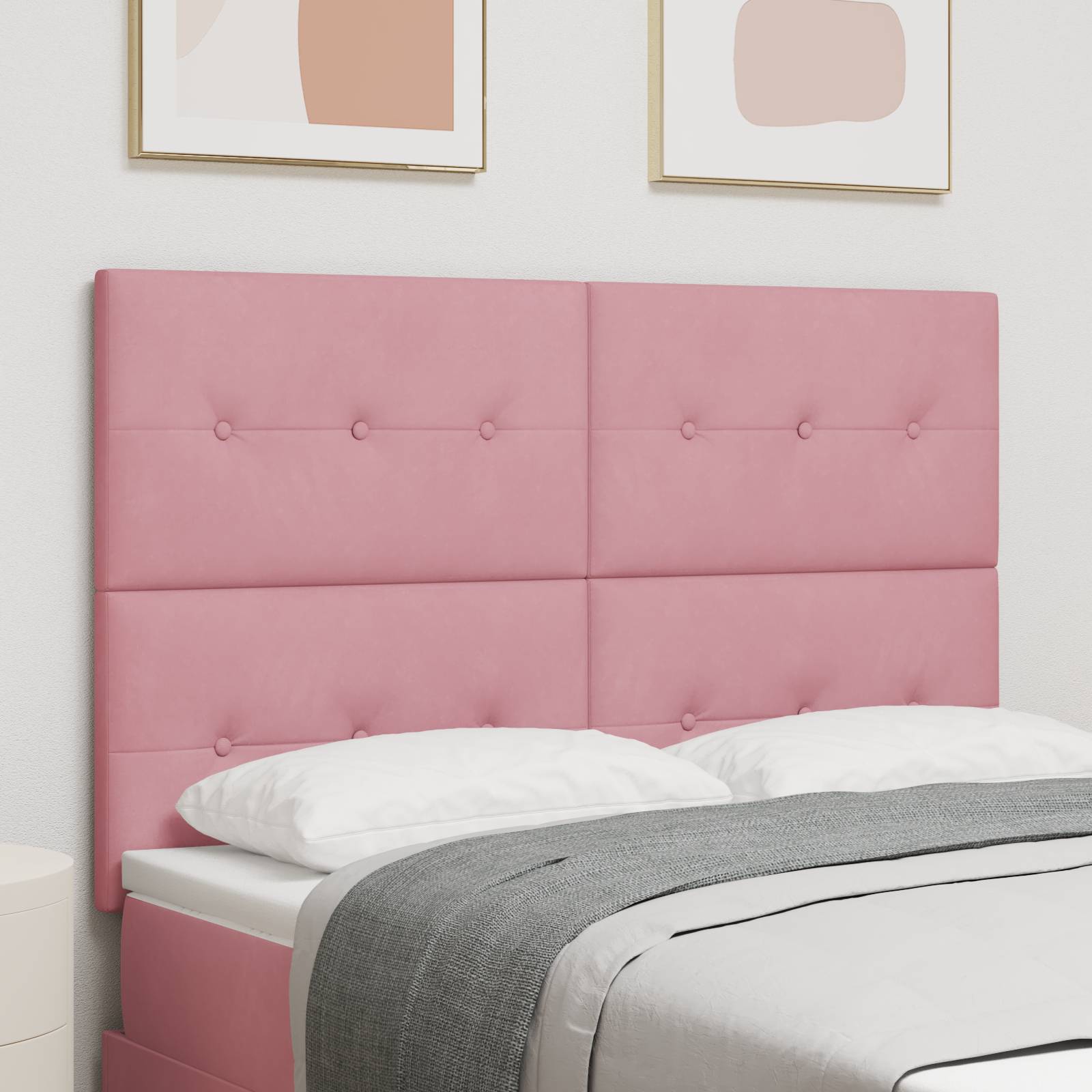 vidaXL Kopfteil mit Knopfheftung Rosa 160 cm Samt