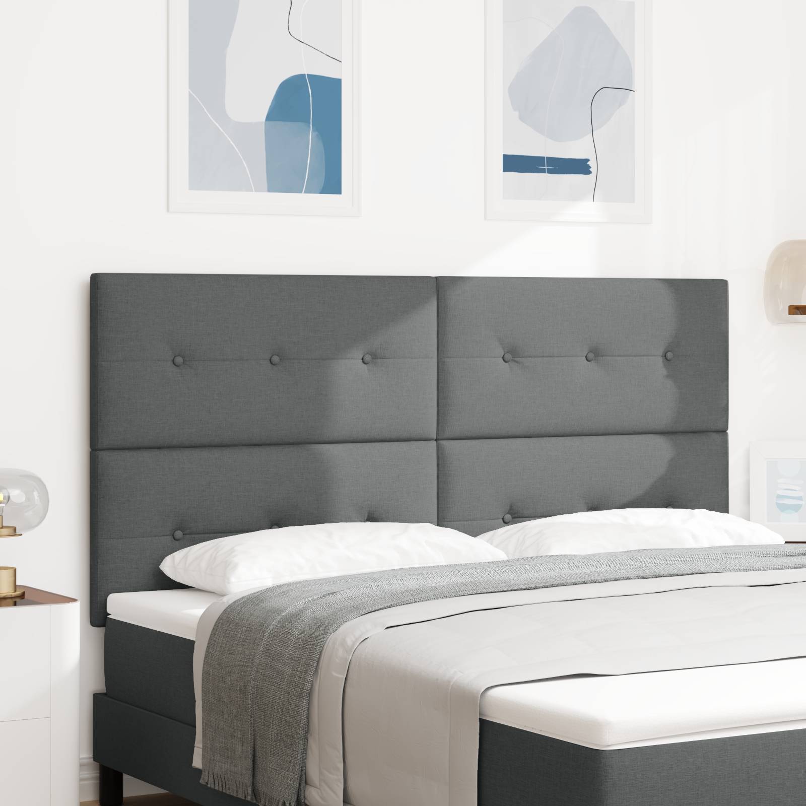 vidaXL Kopfteil mit Knopfheftung Dunkelgrau 180 cm Stoff