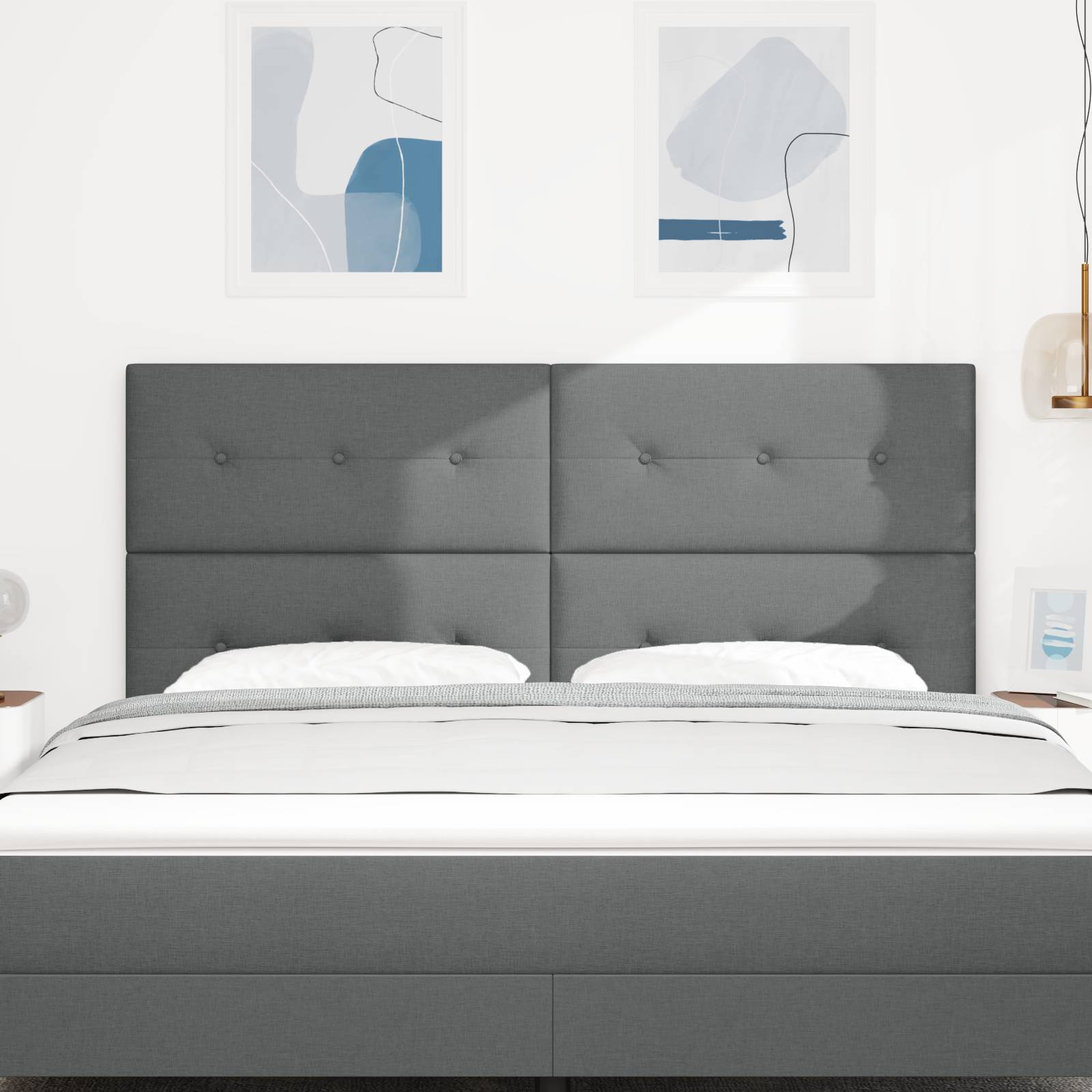 vidaXL Kopfteil mit Knopfheftung Dunkelgrau 180 cm Stoff