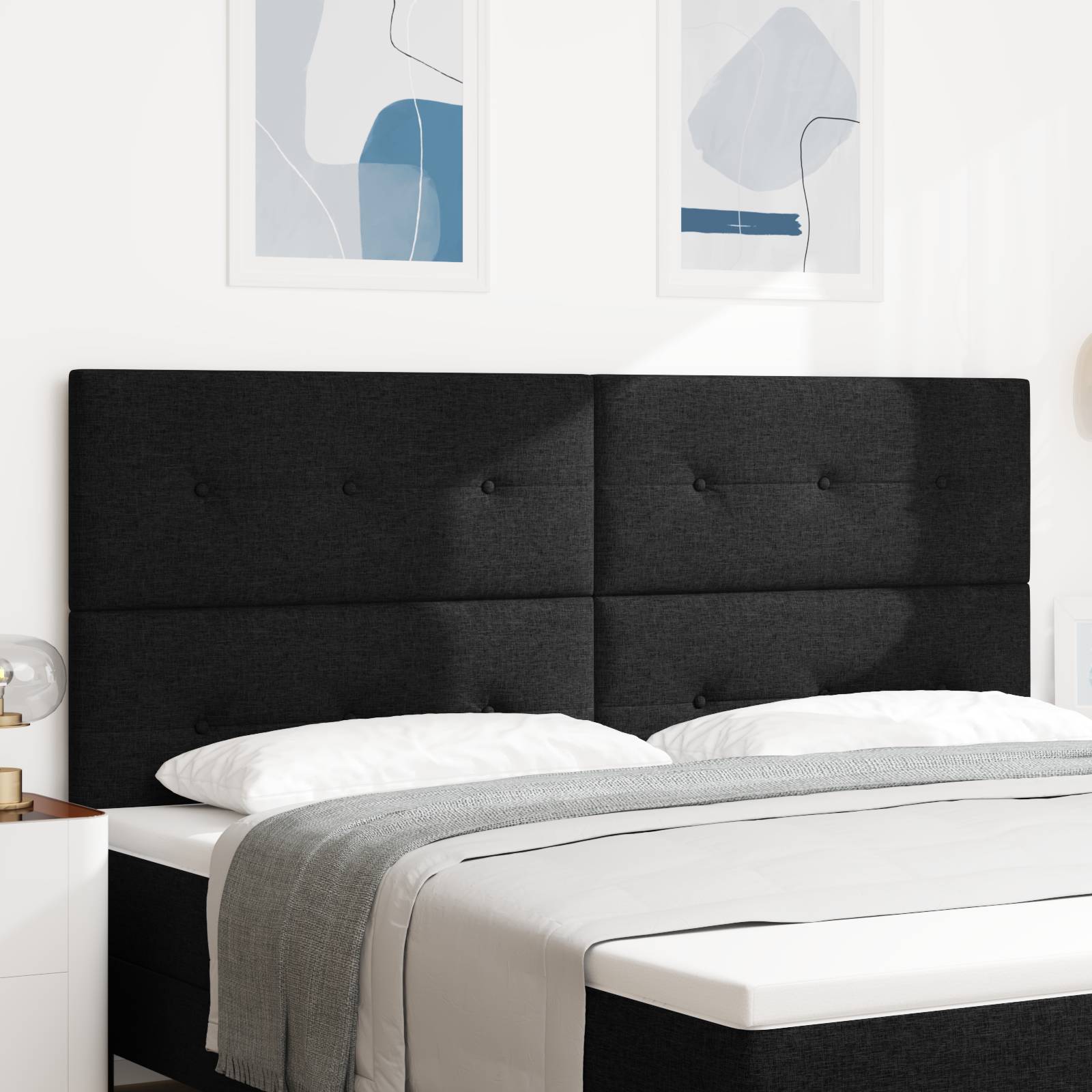vidaXL LED Kopfteil Schwarz 100 cm Stoff