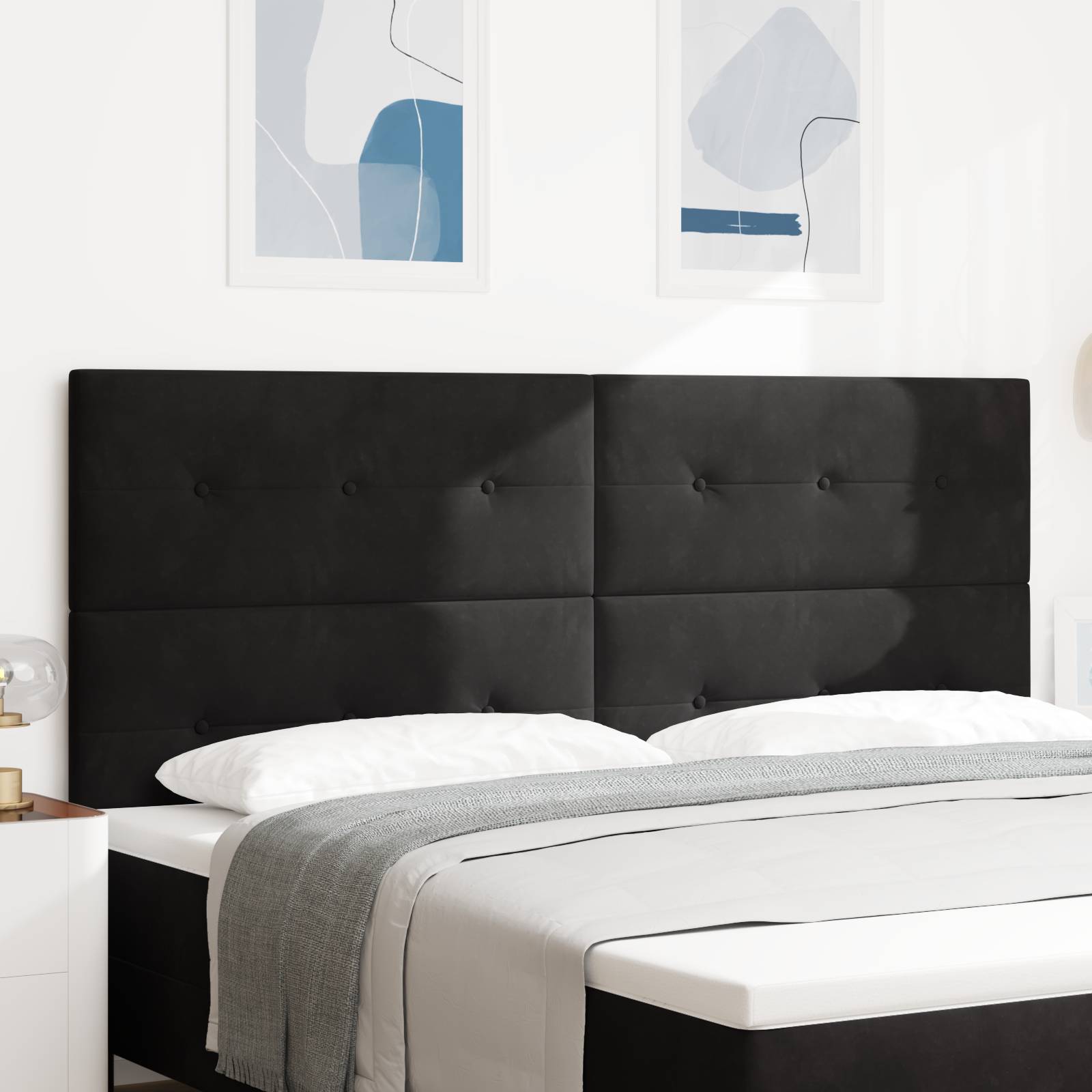 vidaXL Kopfteil mit Knopfheftung Schwarz 200 cm Samt