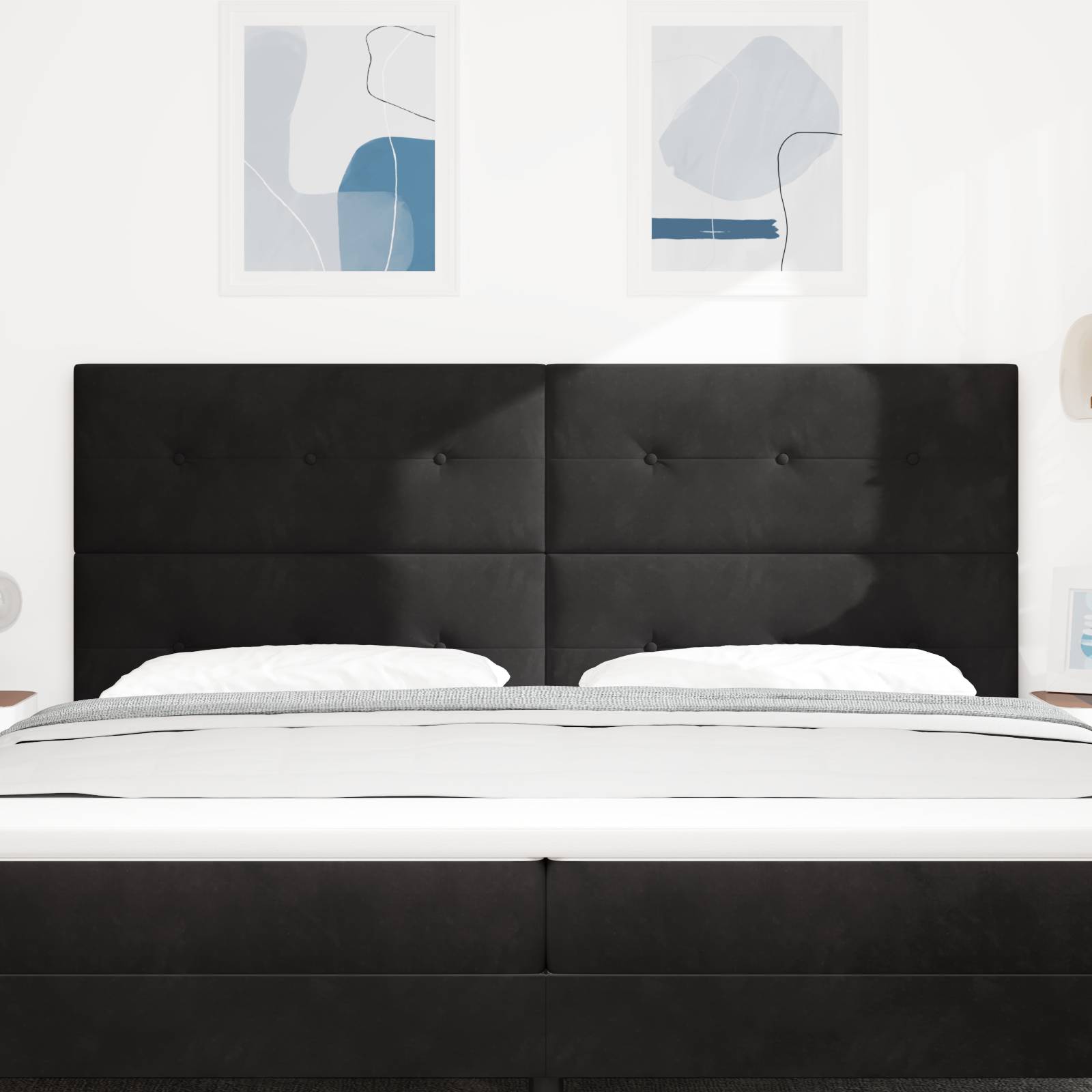 vidaXL Kopfteil mit Knopfheftung Schwarz 200 cm Samt