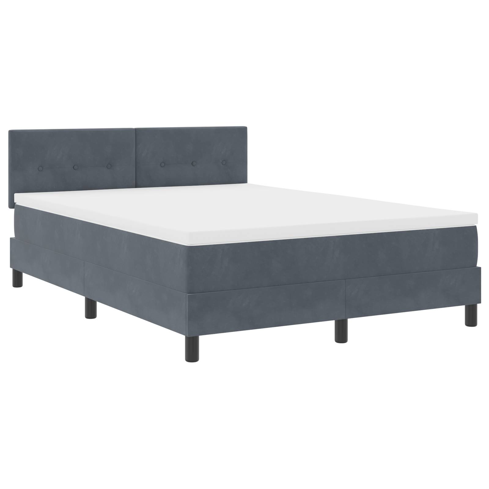 vidaXL Boxspringbett mit Matratze Dunkelgrau 160x200 cm Samt