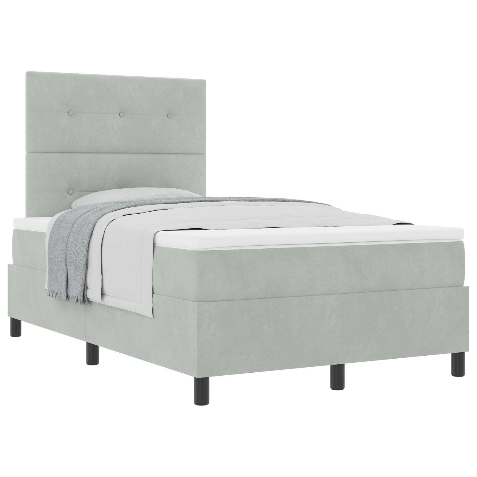 vidaXL Boxspringbett mit Matratze Hellgrau 120x200 cm Samt
