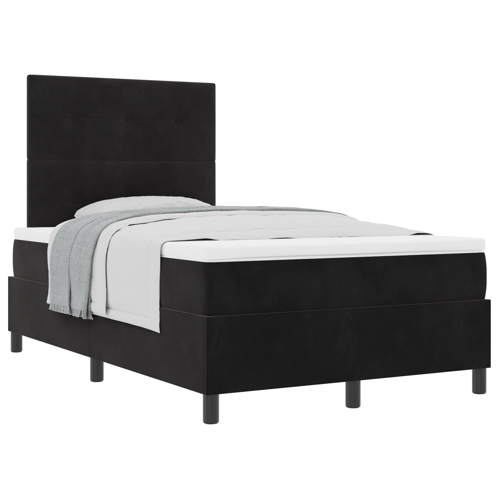 vidaXL Boxspringbett mit Matratze Schwarz Samt