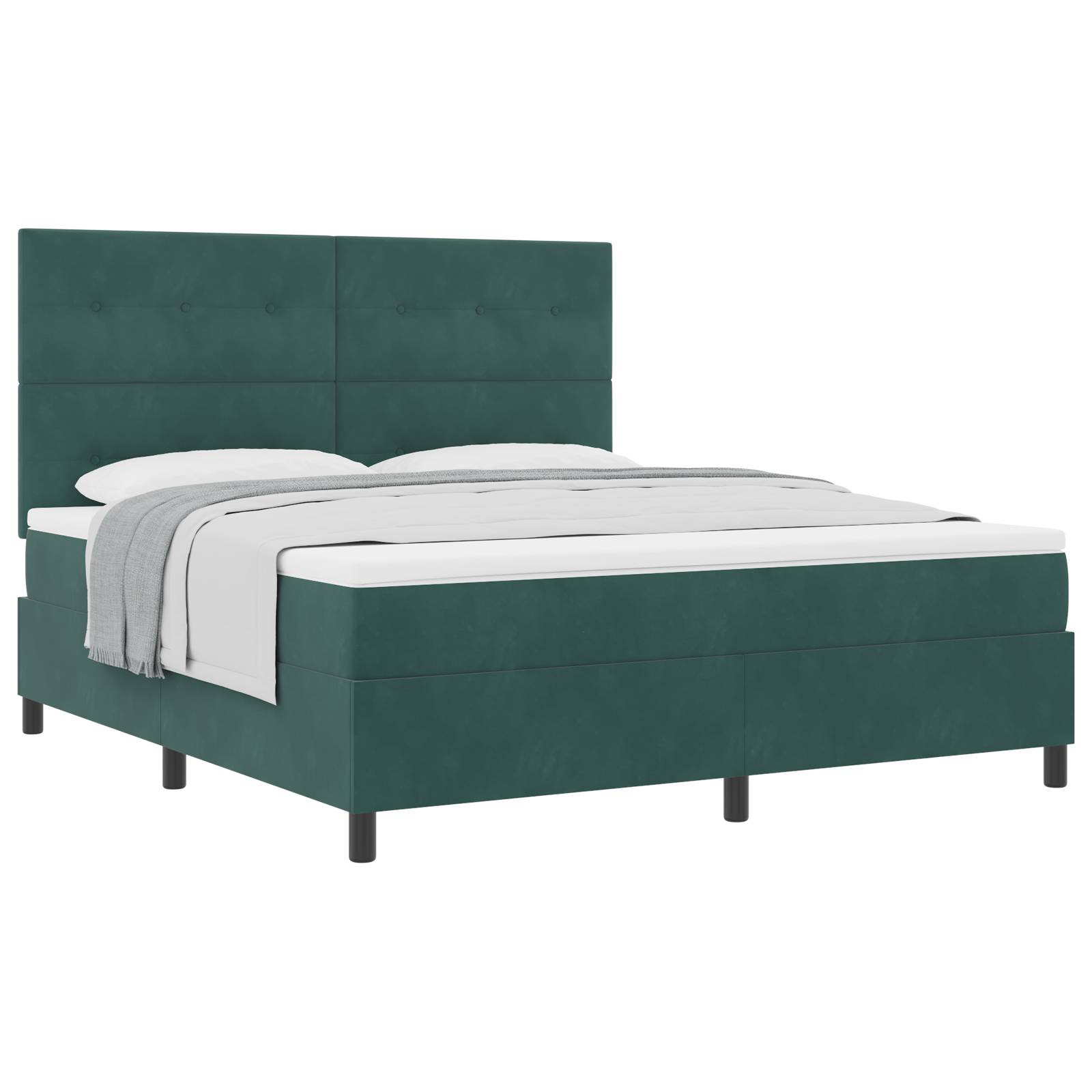 vidaXL Boxspringbett mit Matratze Dunkelgrün Samt