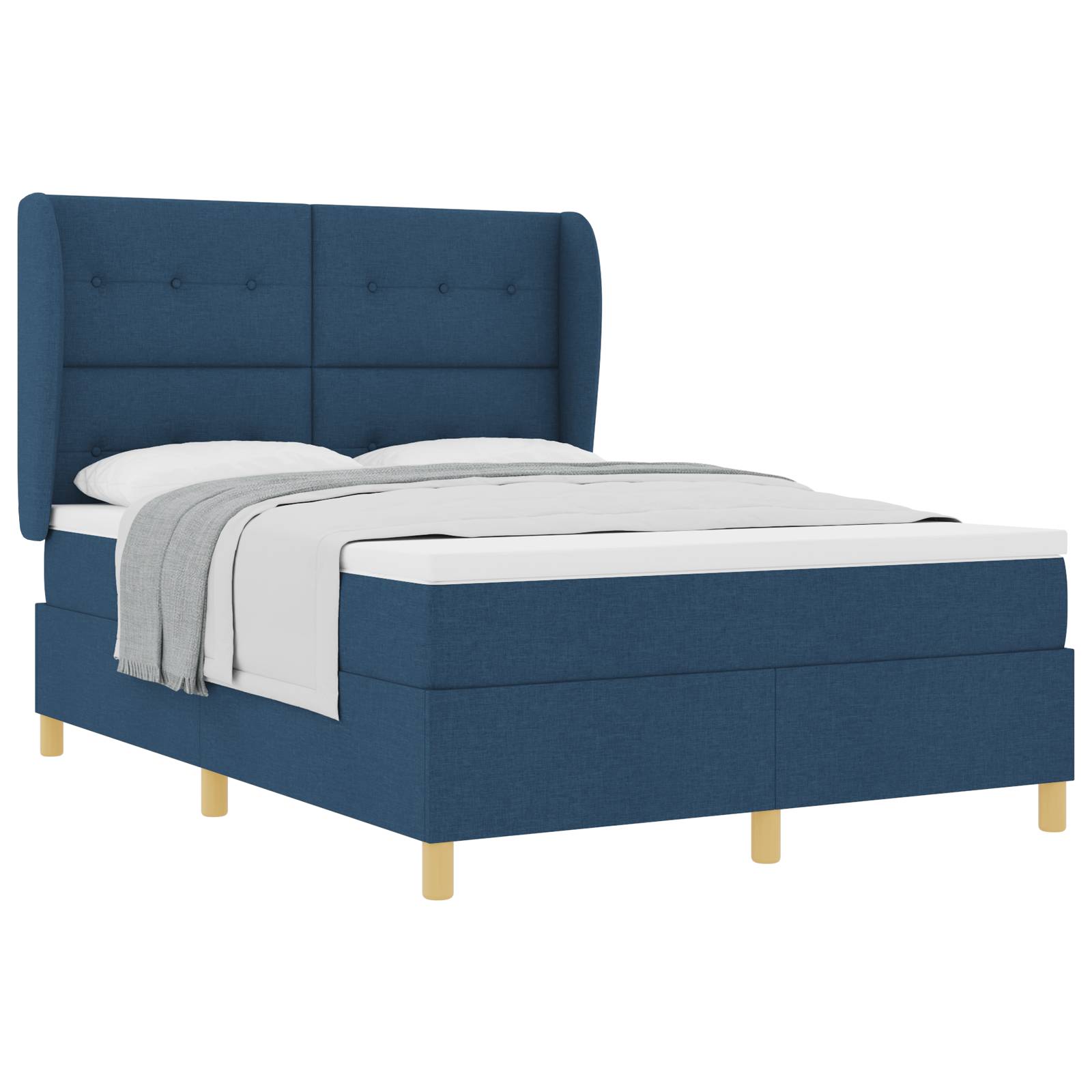 vidaXL Boxspringbett mit Matratze Blau 140x200 cm Stoff