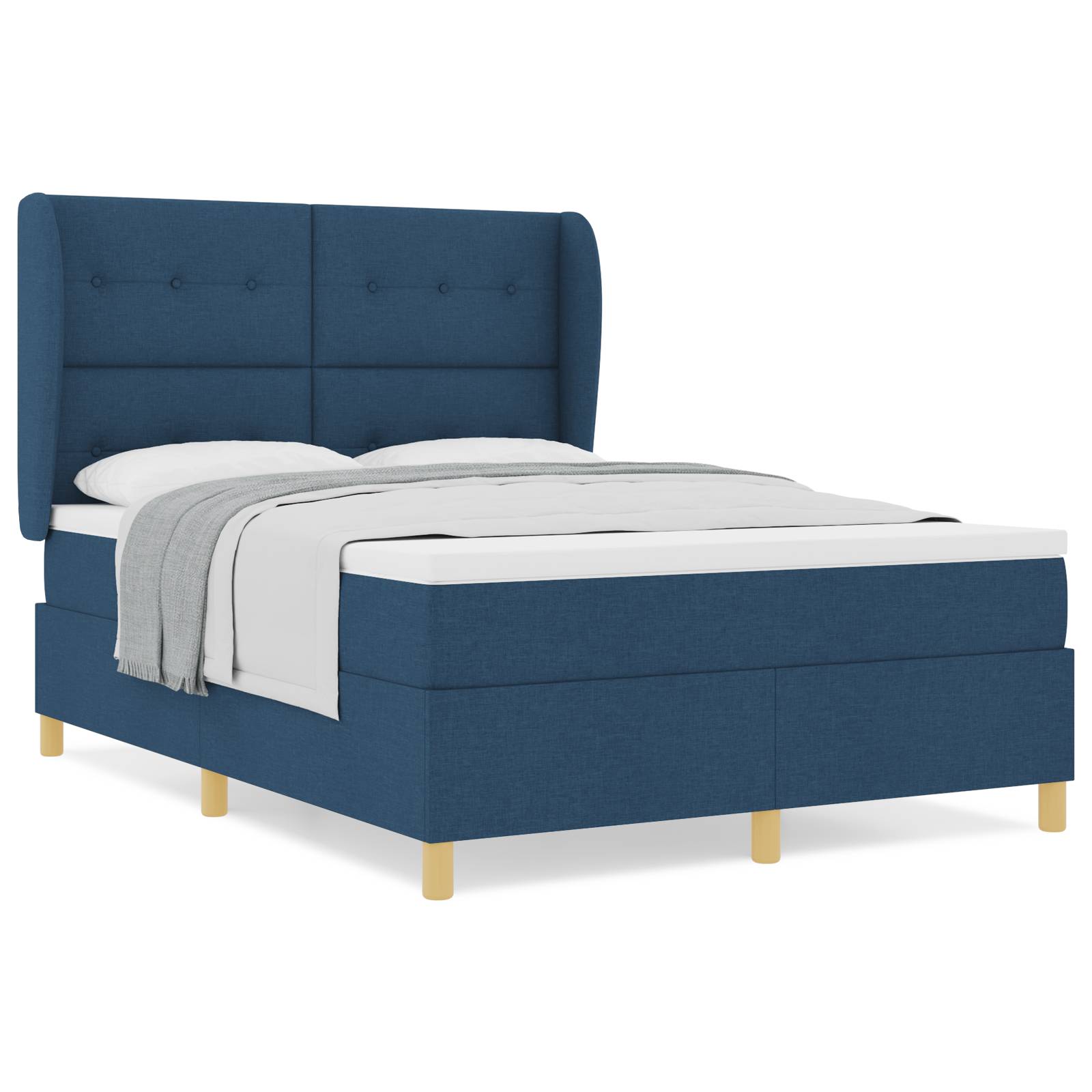 vidaXL Boxspringbett mit Matratze Blau 140x200 cm Stoff