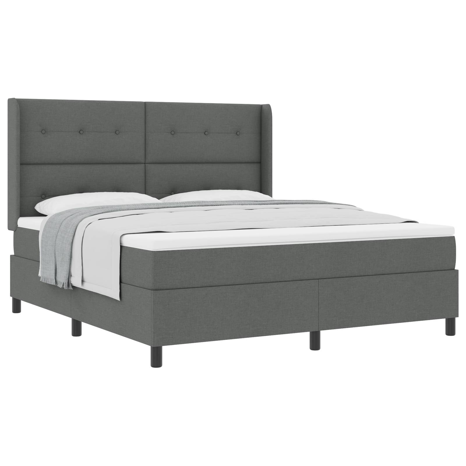 vidaXL Boxspringbett mit Matratze Dunkelgrau 180x200 cm Stoff