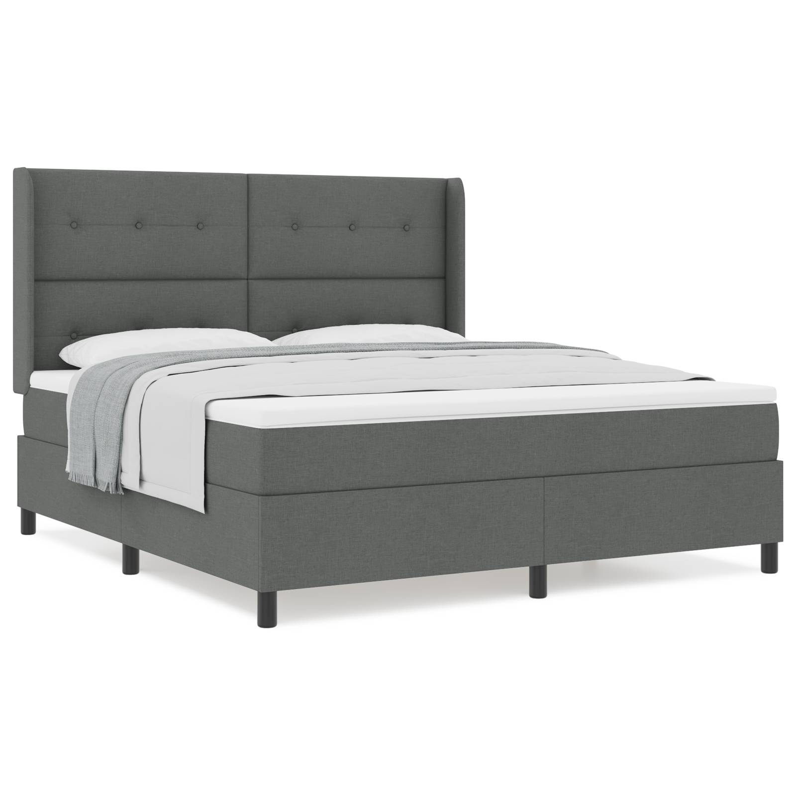 vidaXL Boxspringbett mit Matratze Dunkelgrau 180x200 cm Stoff