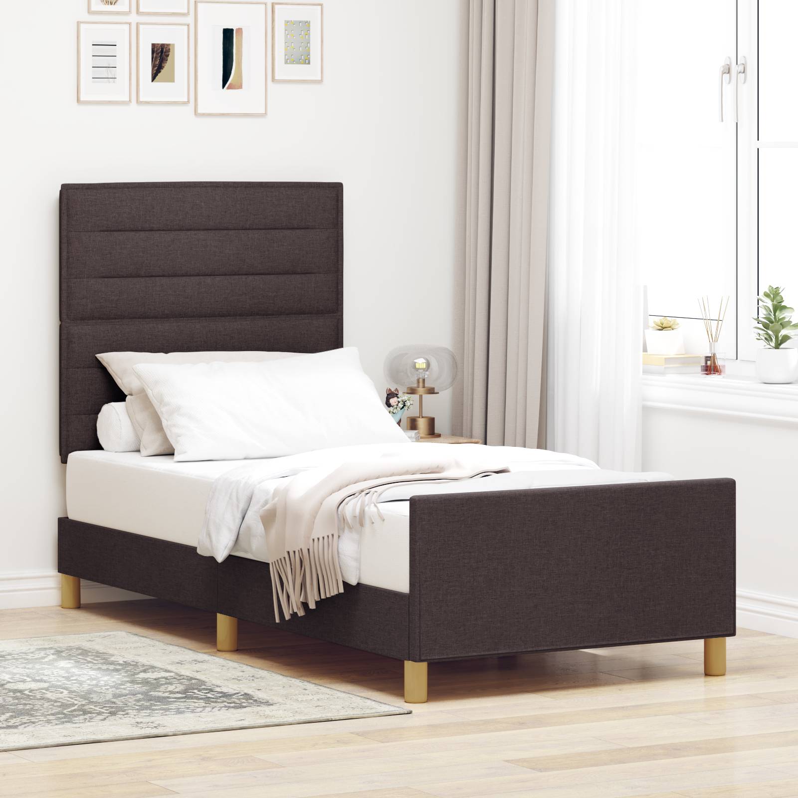 vidaXL Bettgestell Dunkelbraun 90x190 cm Stoff