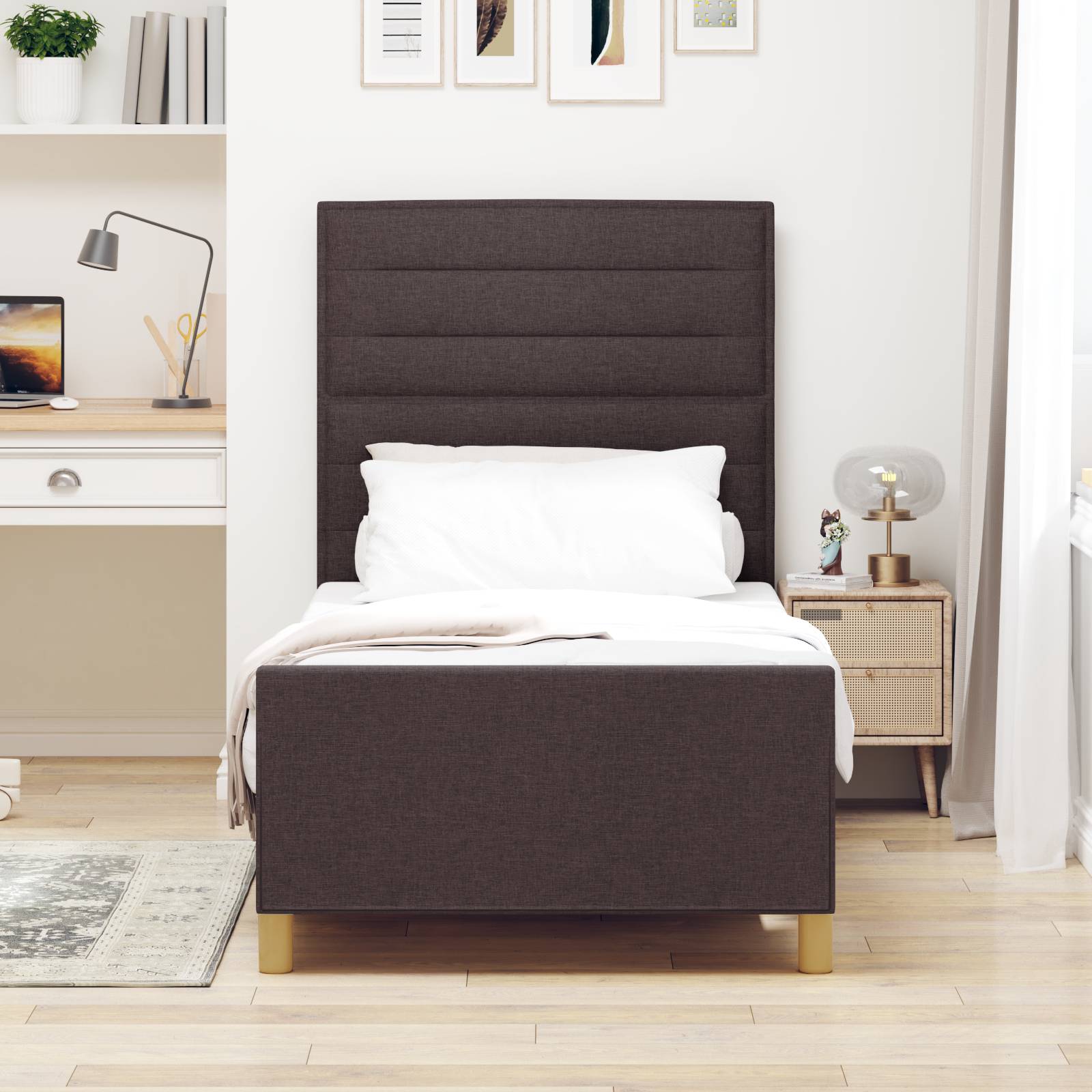 vidaXL Bettgestell Dunkelbraun 90x190 cm Stoff