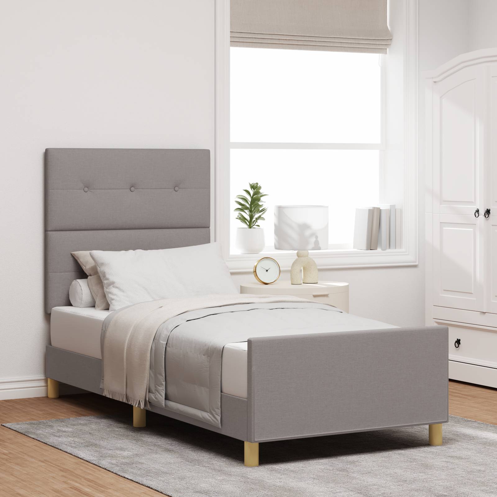 vidaXL Bettgestell Taupe 100x200 cm Stoff