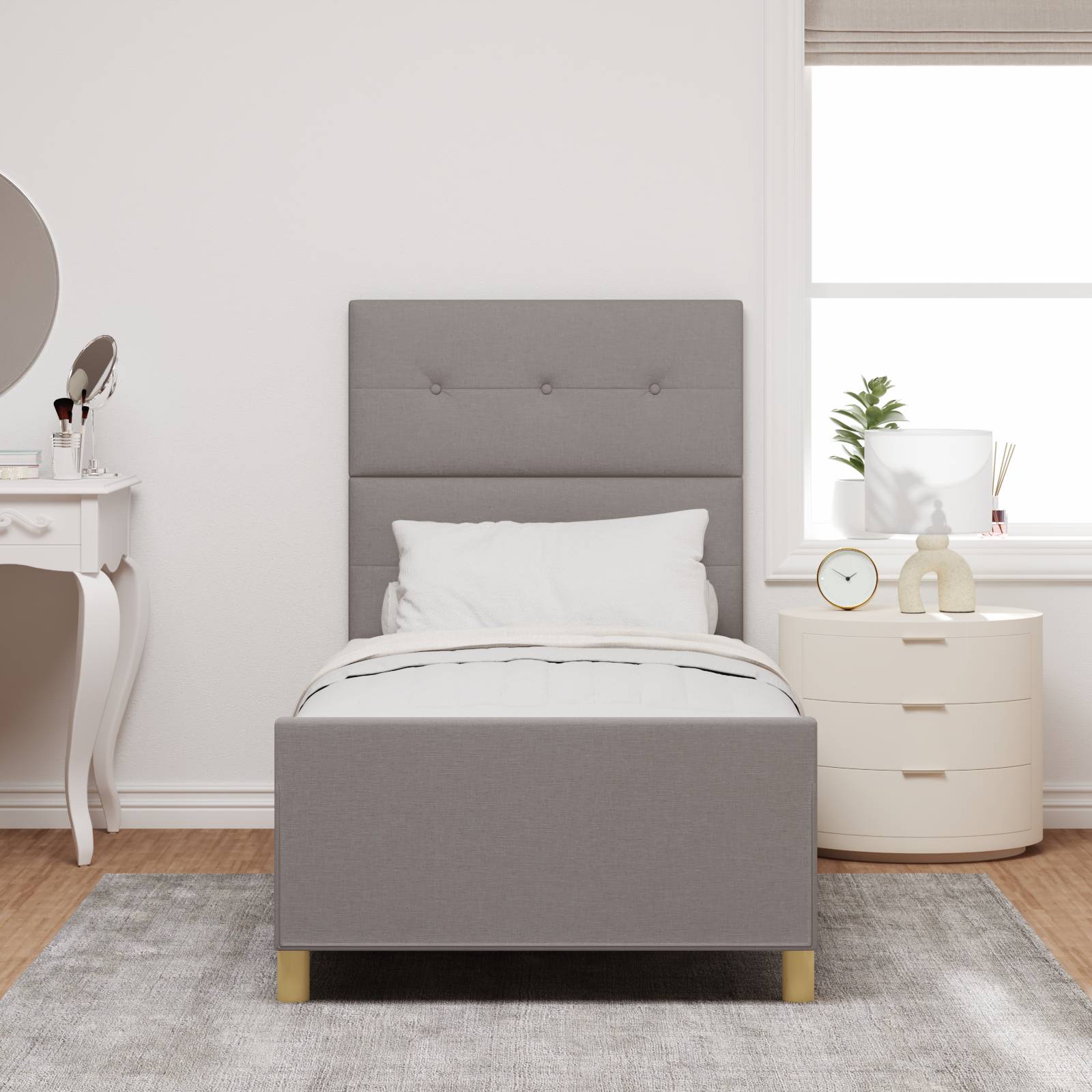 vidaXL Bettgestell Taupe 100x200 cm Stoff