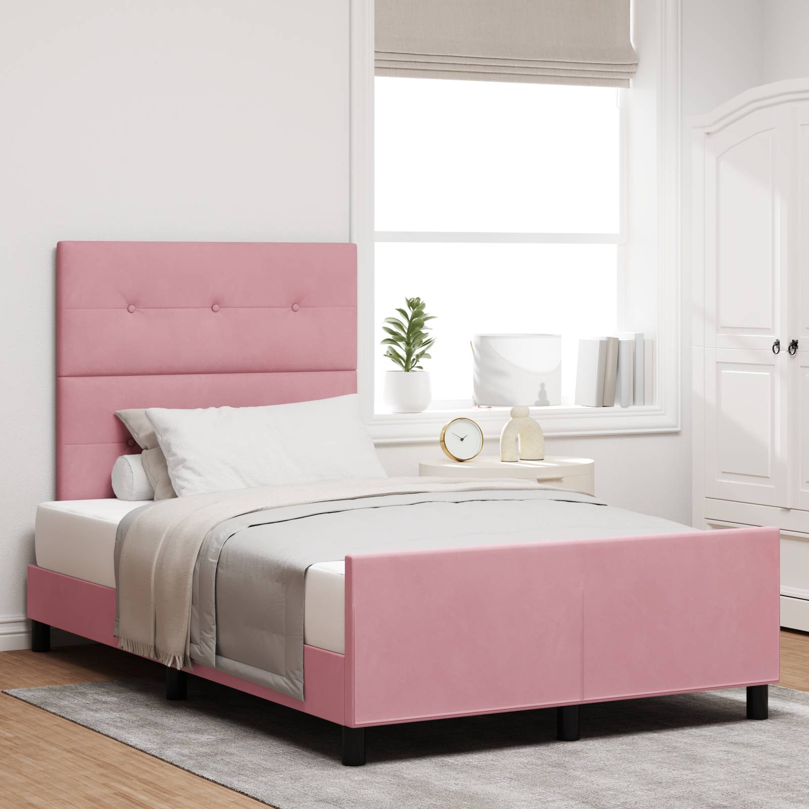 vidaXL Bettgestell Rosa 120x190 cm Samt