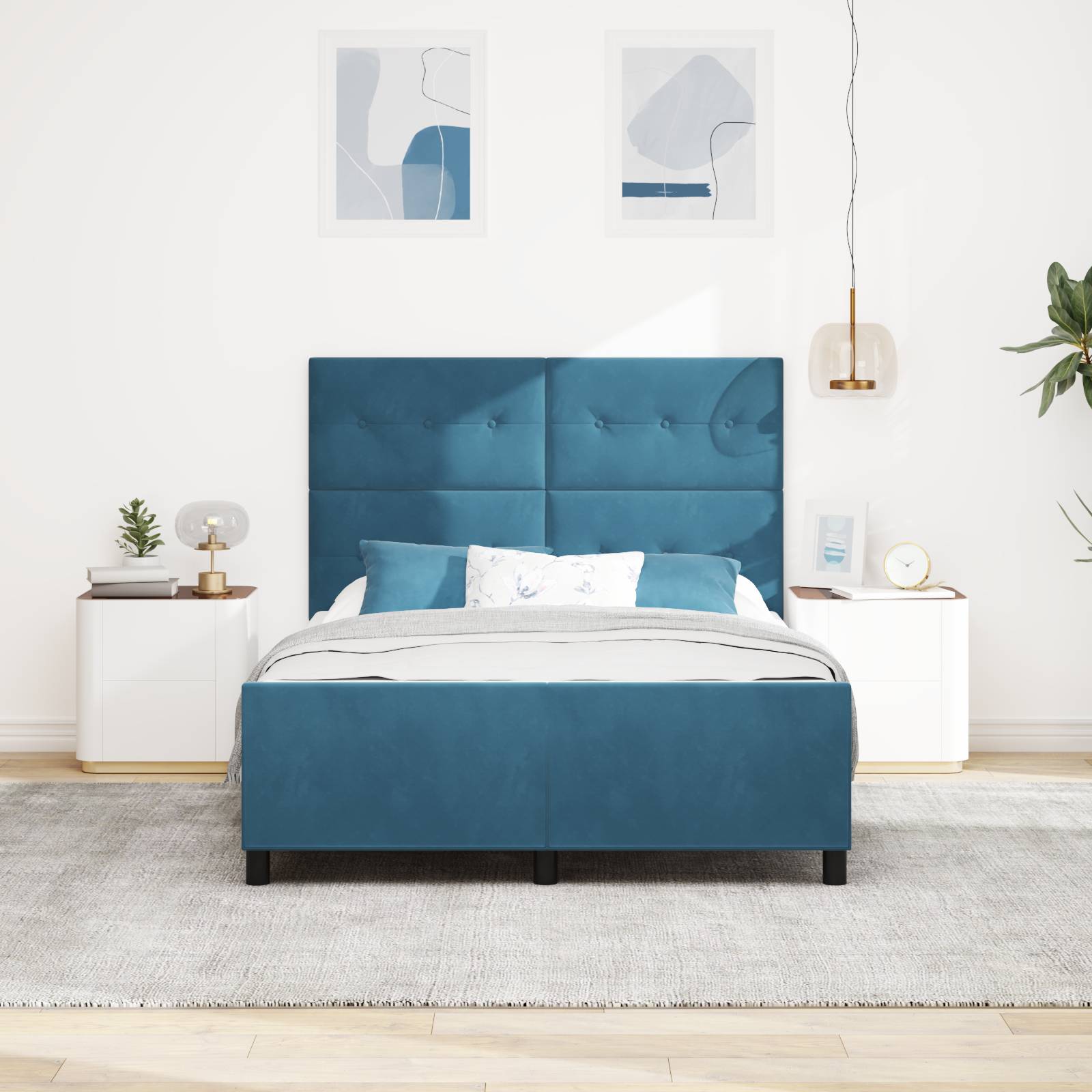 vidaXL Bettgestell Dunkelblau 160x200 cm Samt