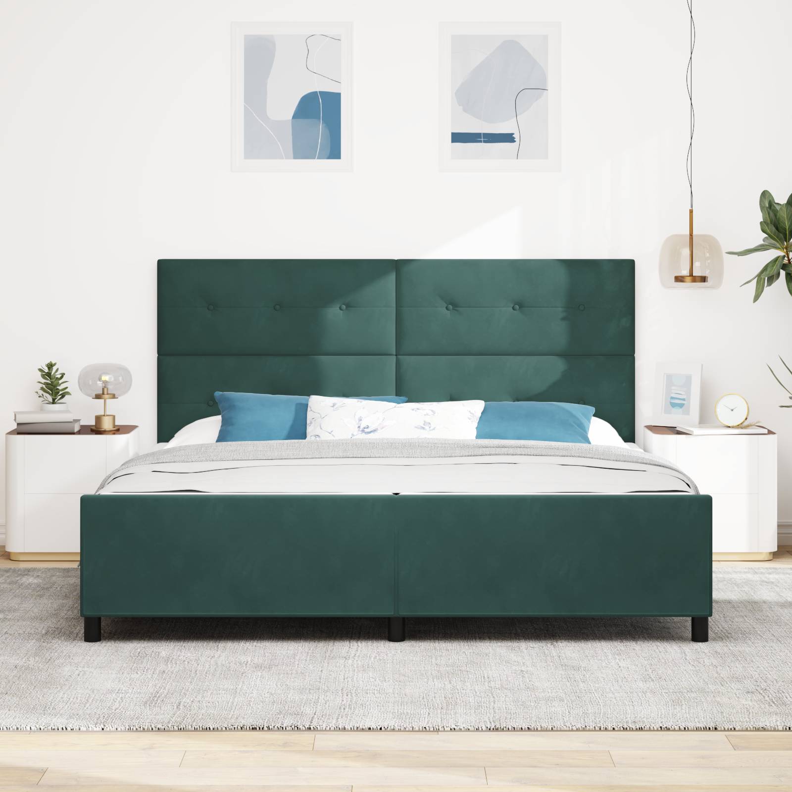 vidaXL Bettgestell Dunkelgrün 200x200 cm Samt