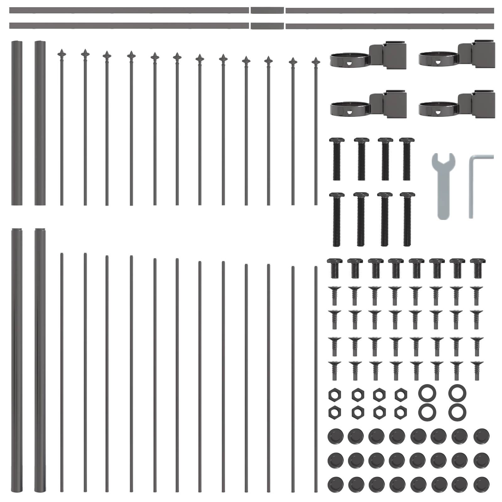 vidaXL Gartenzaun mit Bogenoberteil Grau 13,6x1,5 m Stahl