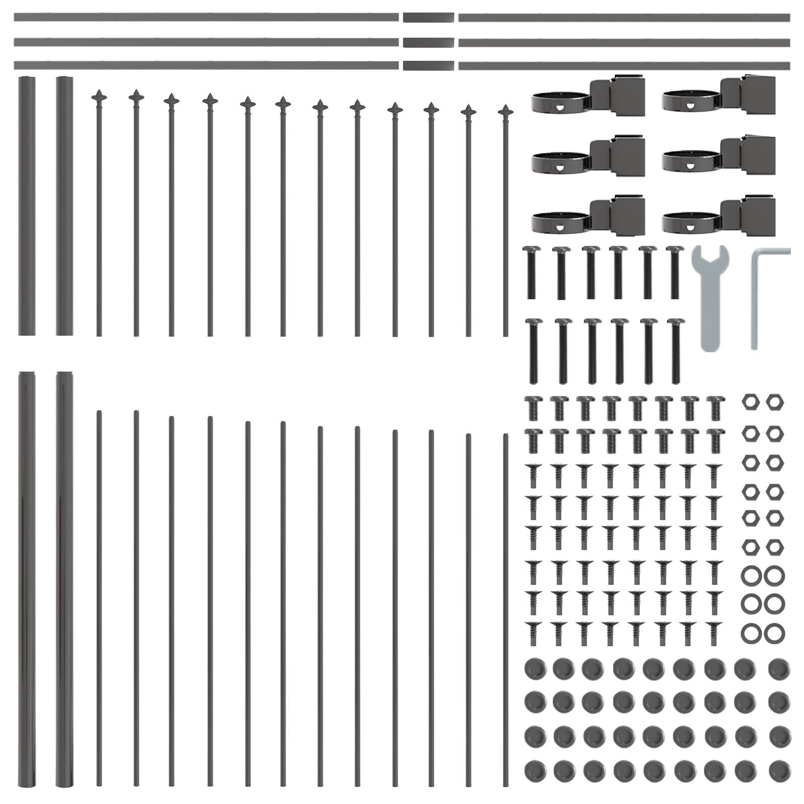 vidaXL Gartenzaun mit Bogenoberteil Grau 5,1x1,75 m Stahl
