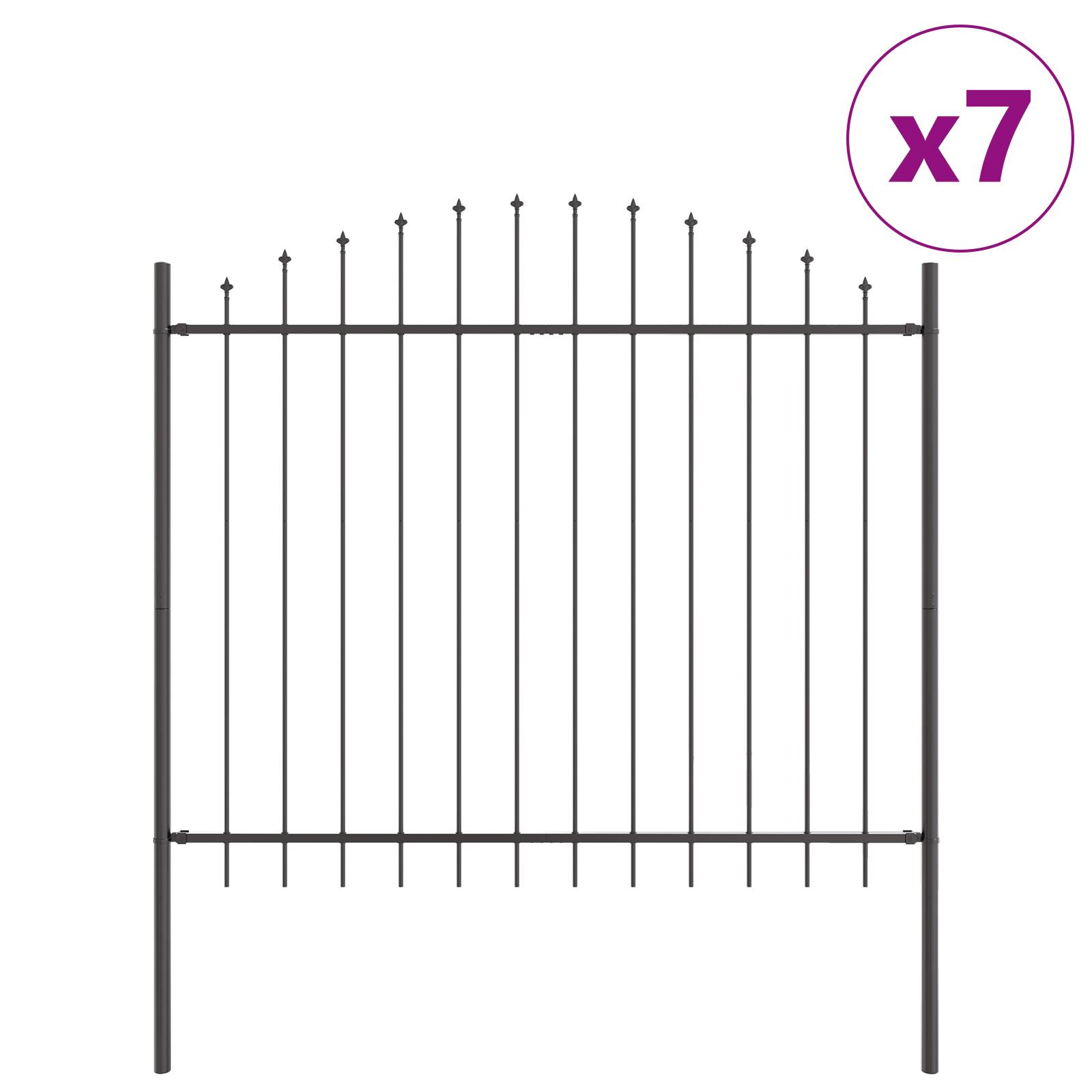 vidaXL Gartenzaun mit Bogenoberteil Grau 11,9 x 1,5 m Stahl