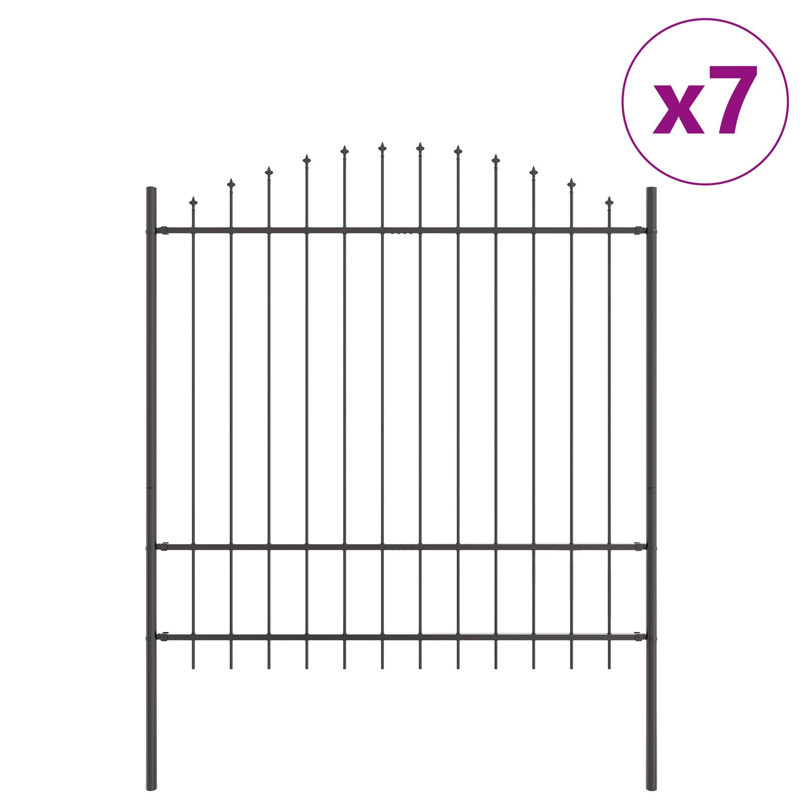 vidaXL Gartenzaun mit Bogenoberteil Grau 11,9 x 1,75 m Stahl