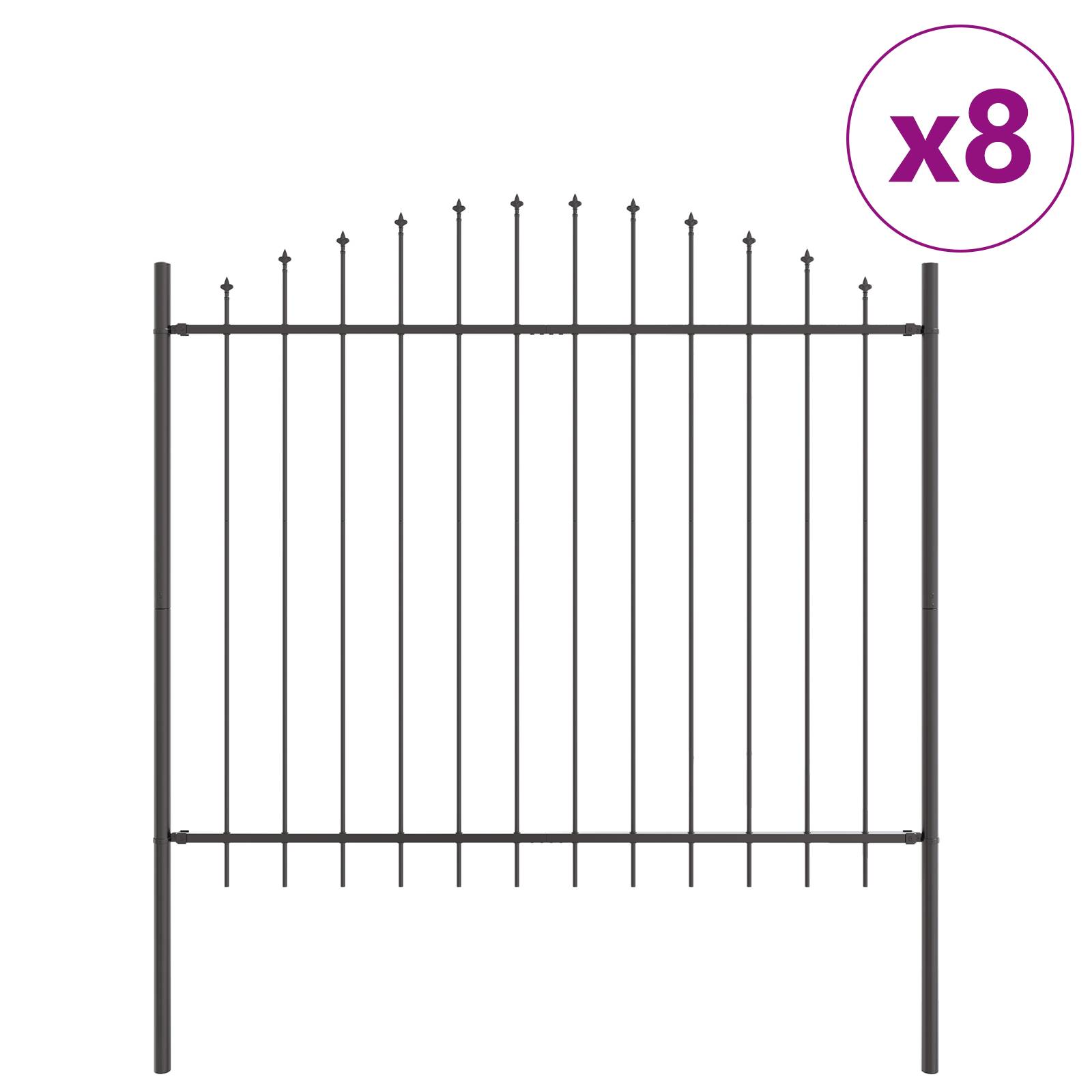 vidaXL Gartenzaun mit Bogenoberteil Grau 13,6x1,25 m Stahl