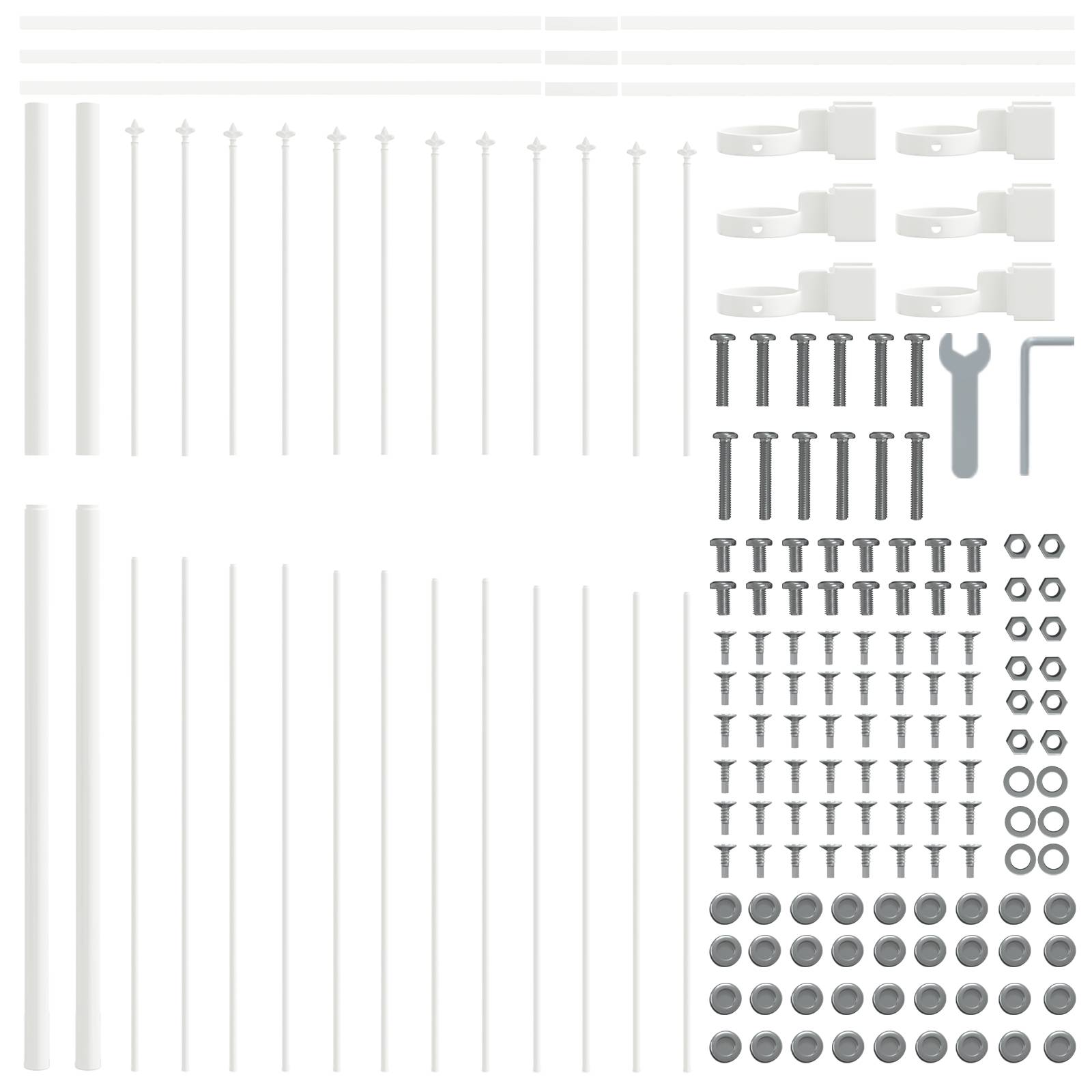 vidaXL Gartenzaun mit Bogenoberteil Weiß 10,2x1,75 m Stahl