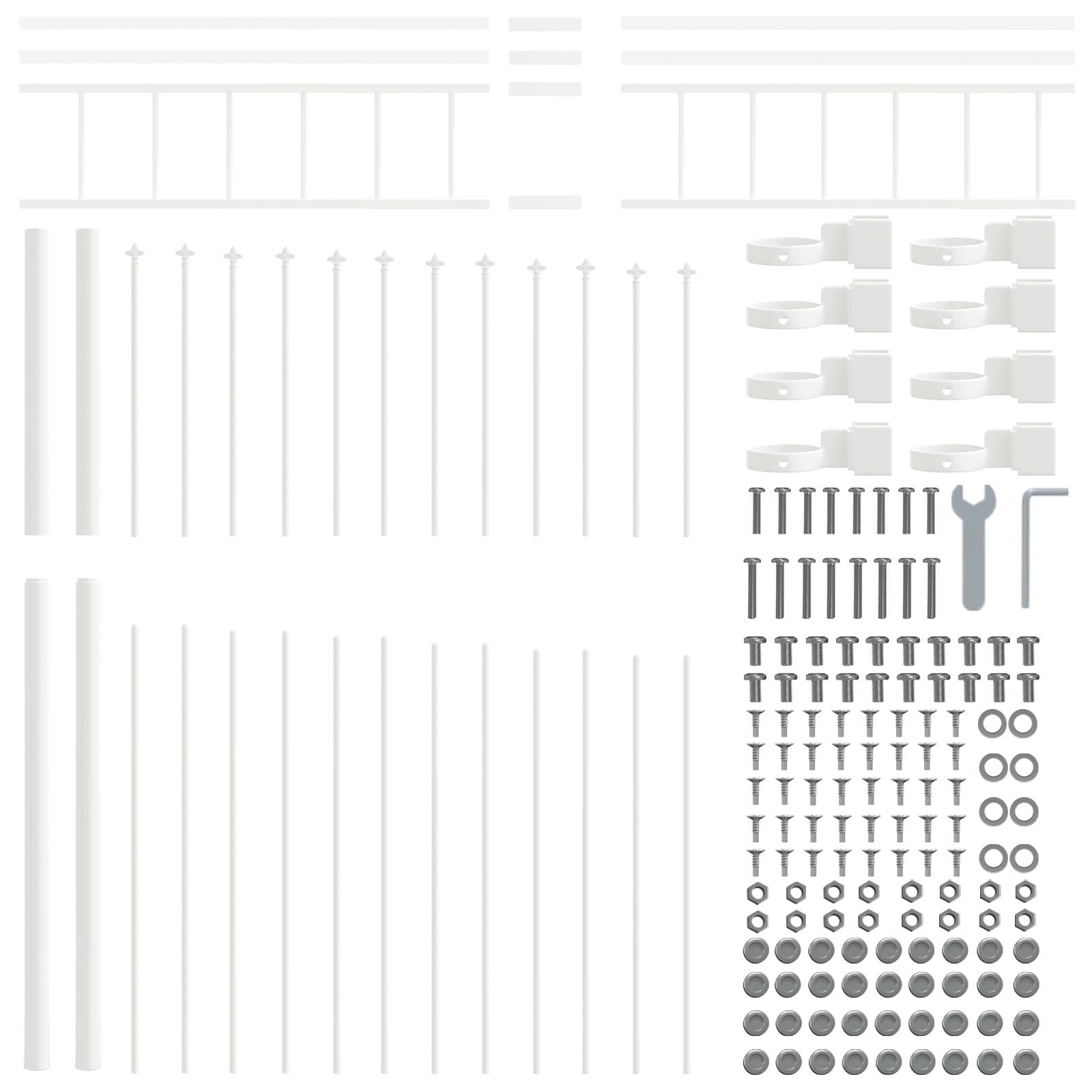 vidaXL Gartenzaun mit Bogenoberteil Weiß 10,2 x 2 m Stahl
