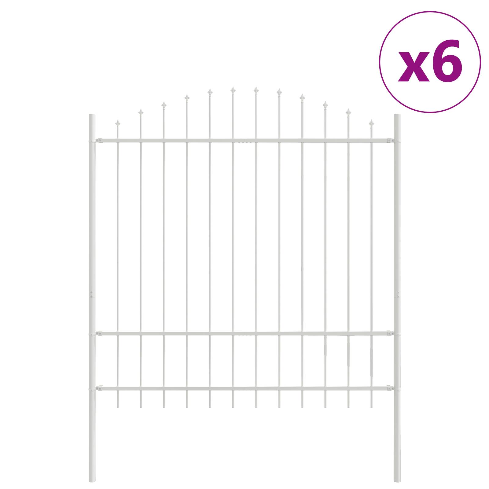 vidaXL Gartenzaun mit Bogenoberteil Weiß 10,2x1,75 m Stahl