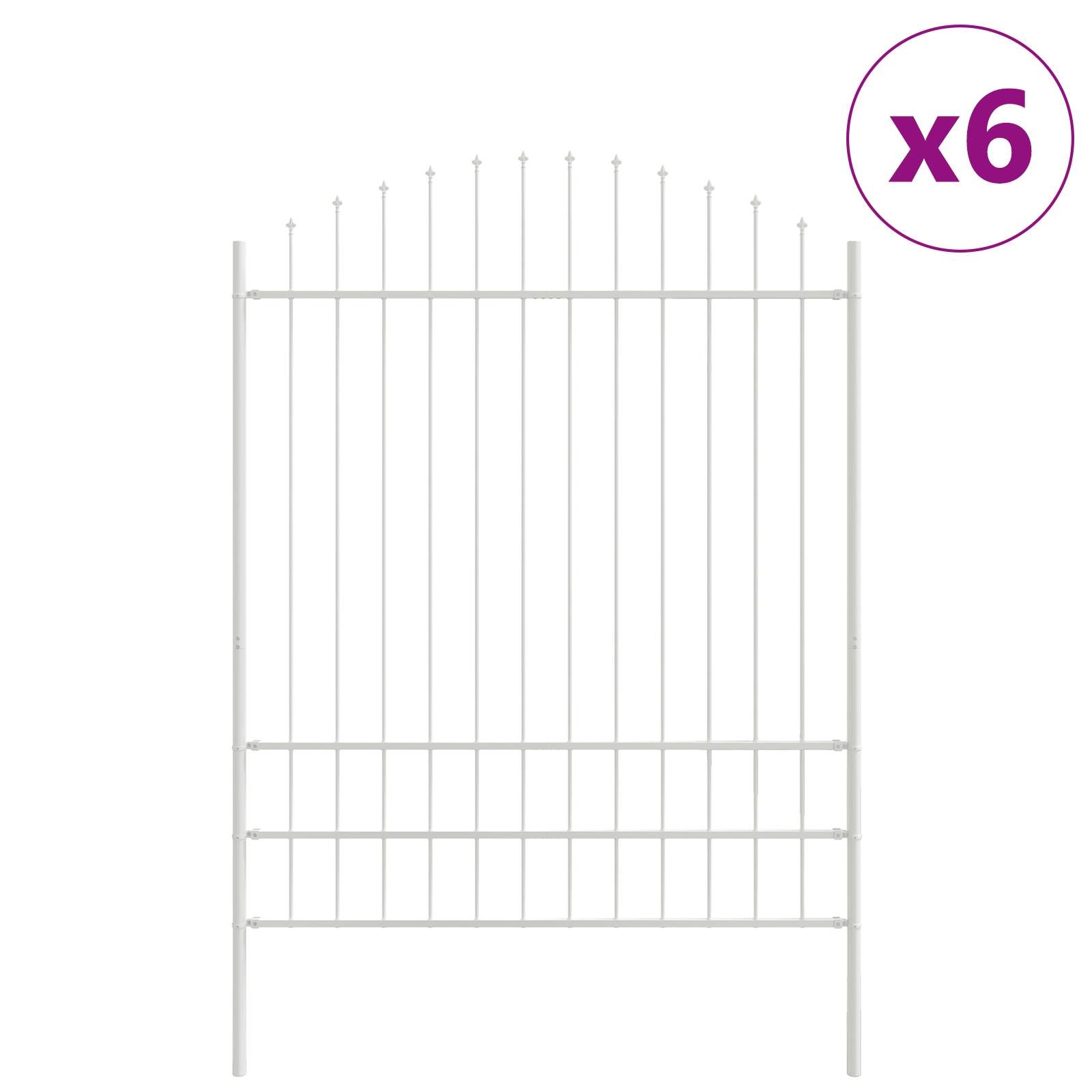 vidaXL Gartenzaun mit Bogenoberteil Weiß 10,2 x 2 m Stahl
