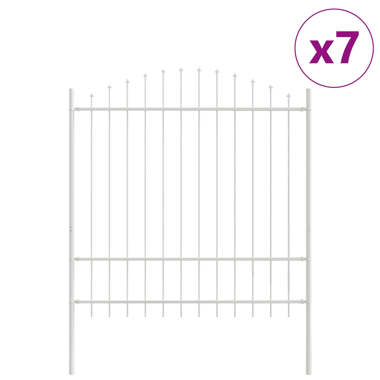 vidaXL Gartenzaun mit Bogenoberteil Weiß 11,9x1,75 m Stahl