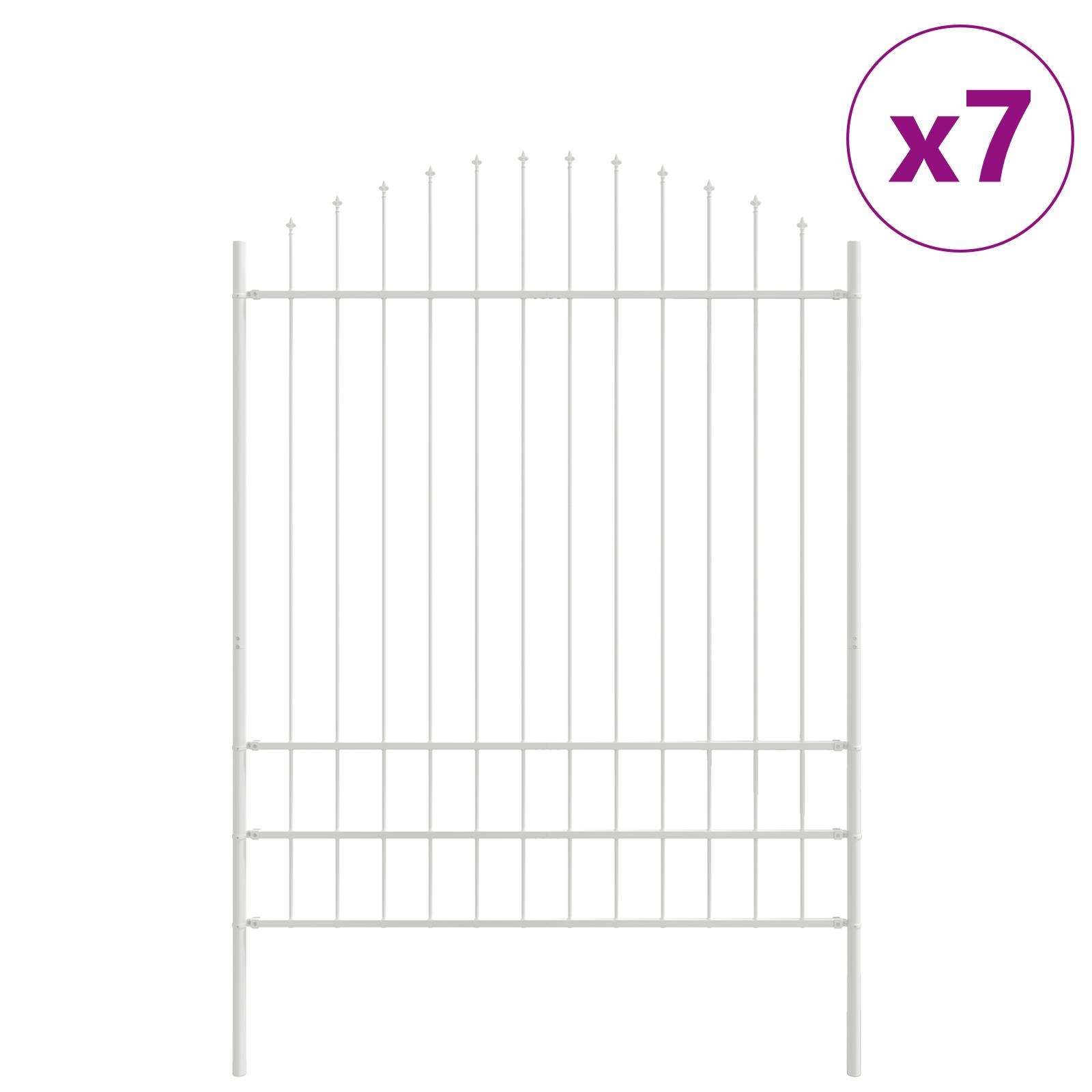 vidaXL Gartenzaun mit Bogenoberteil Weiß 11,9x2 m Stahl