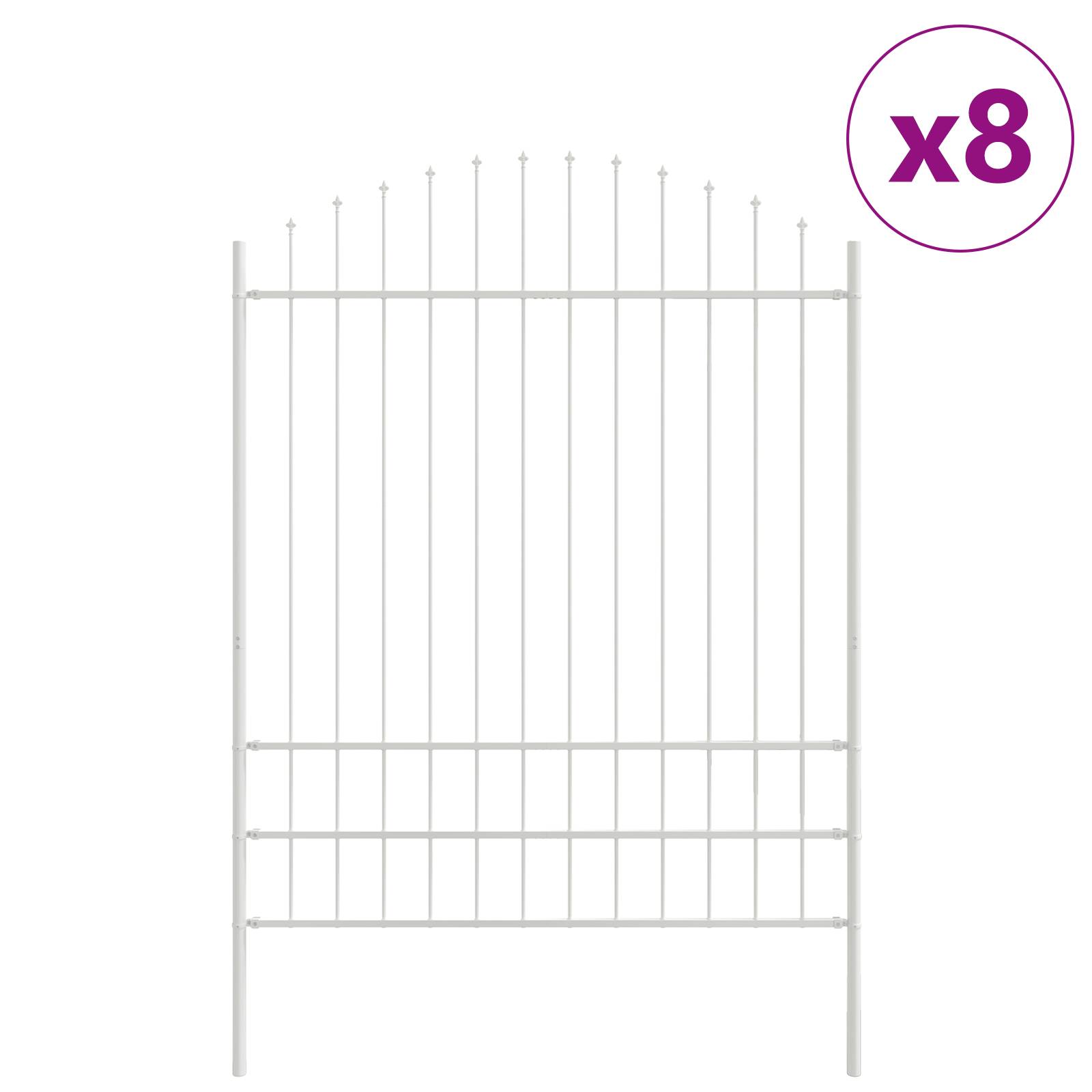 vidaXL Gartenzaun mit Rundbogen, Weiß, 13,6x2 m, Stahl