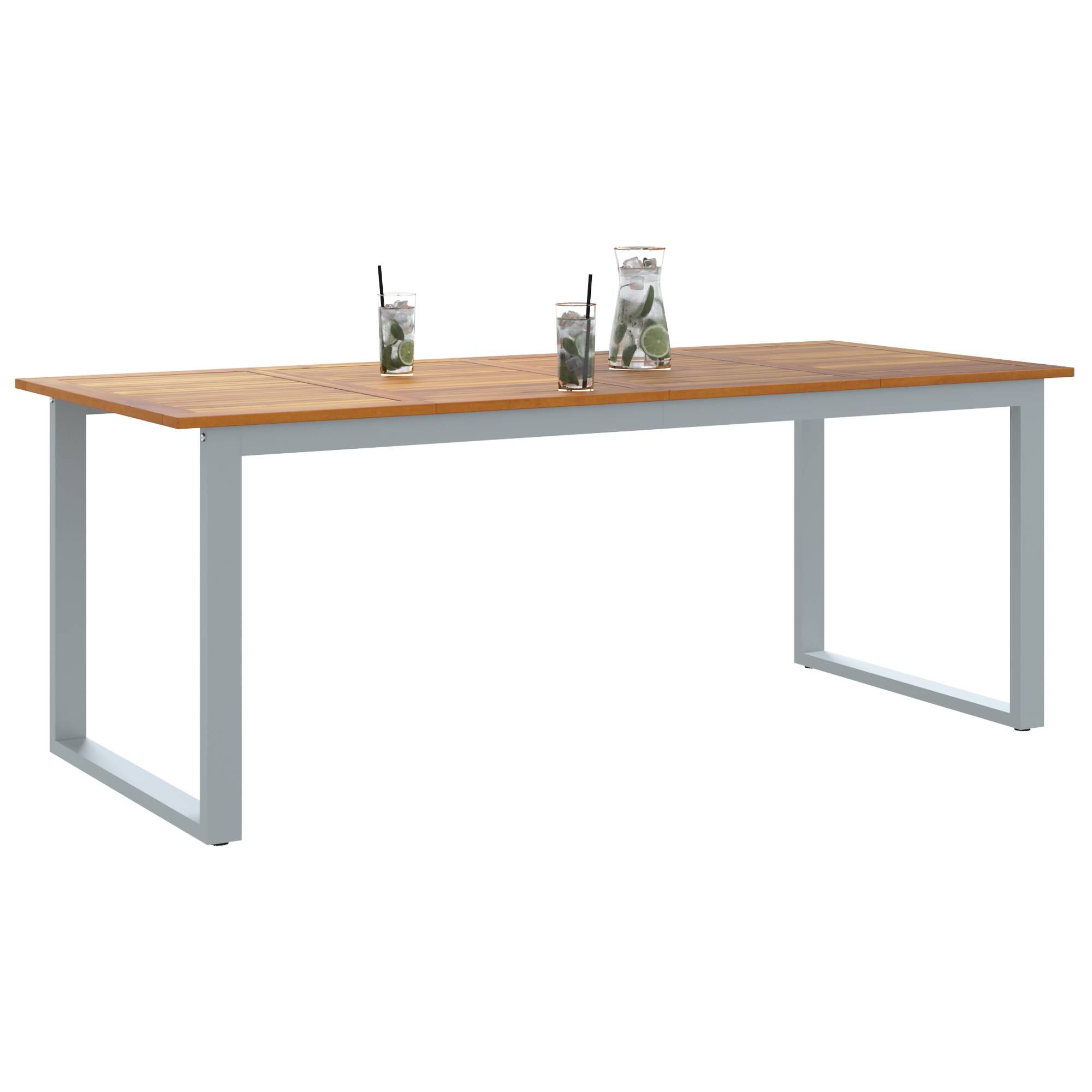 vidaXL Outdoor-Esstisch Grau 200x90x75 cm Stahl & Massivholz Akazie