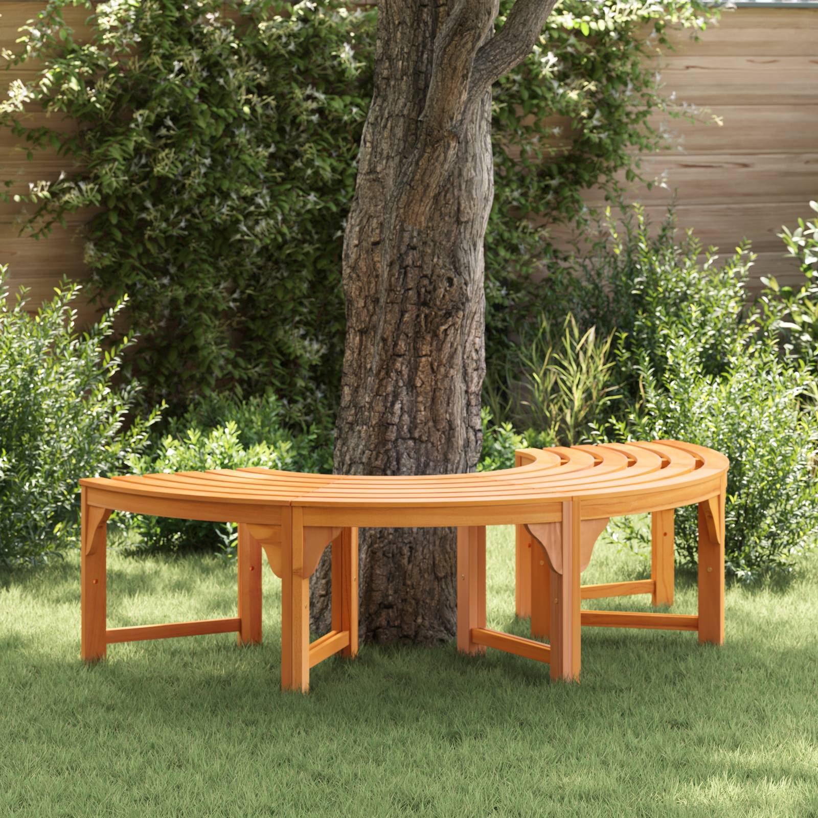 vidaXL Baumbank Halbrund 160 cm Massivholz Eukalyptus