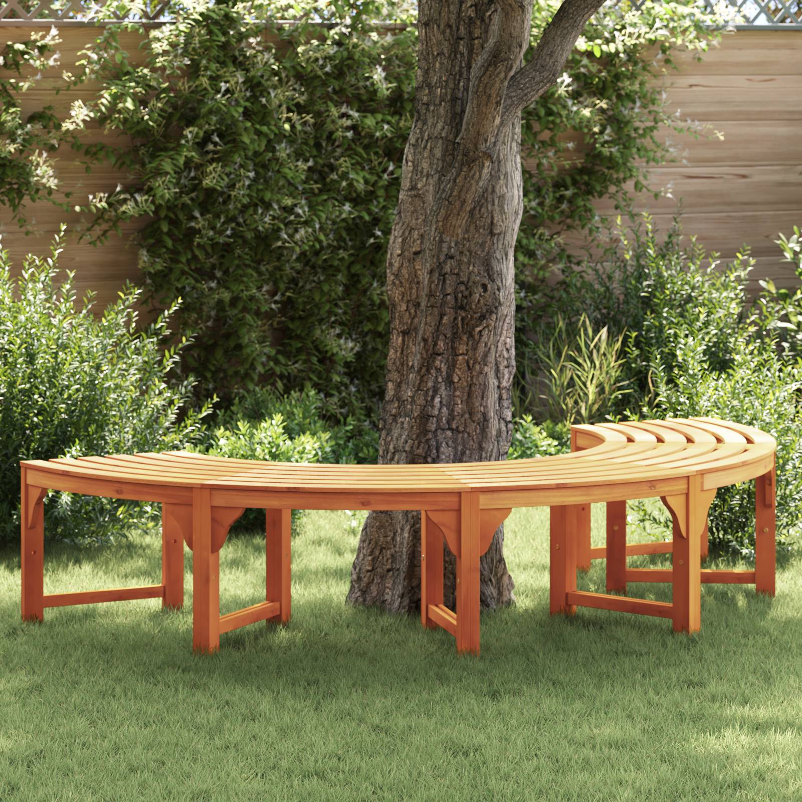vidaXL Baumbank Halbrund 200 cm Massivholz Eukalyptus