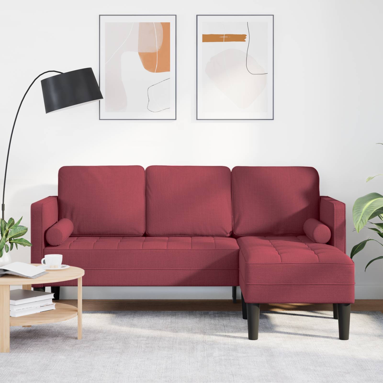vidaXL Sofa 3-Sitzer L-Form Weinrot 160 cm Stoff