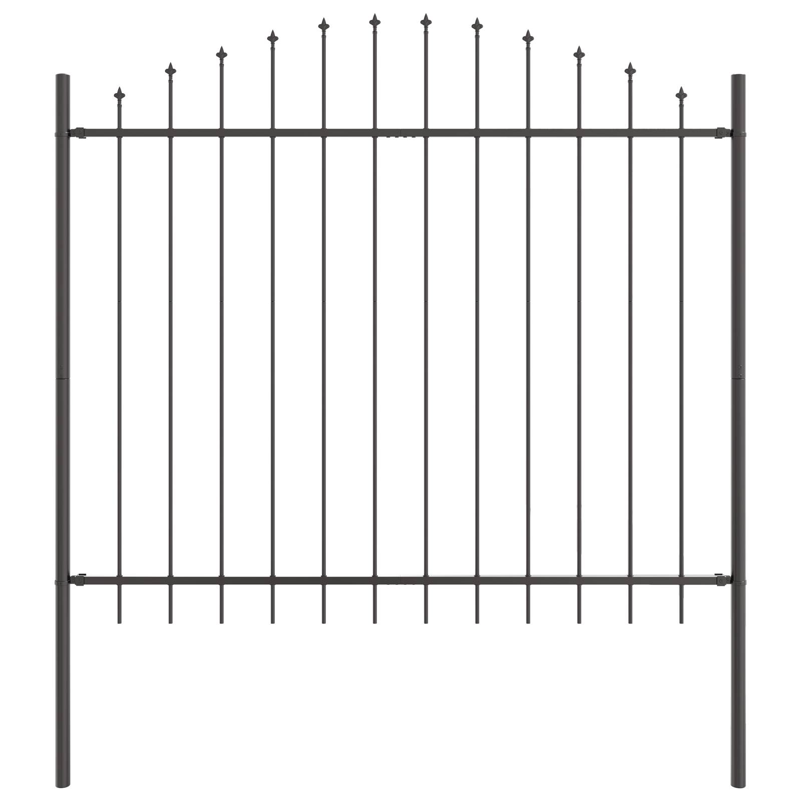 vidaXL Gartenzaun mit Bogenoberteil Grau 13,6x1,5 m Stahl