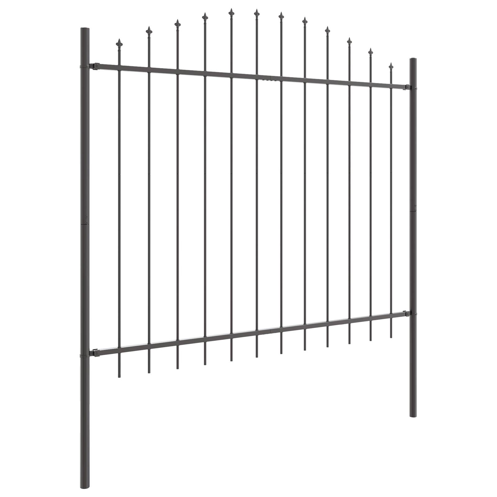 vidaXL Gartenzaun mit Bogenoberteil Grau 3,4x1,5 m Stahl
