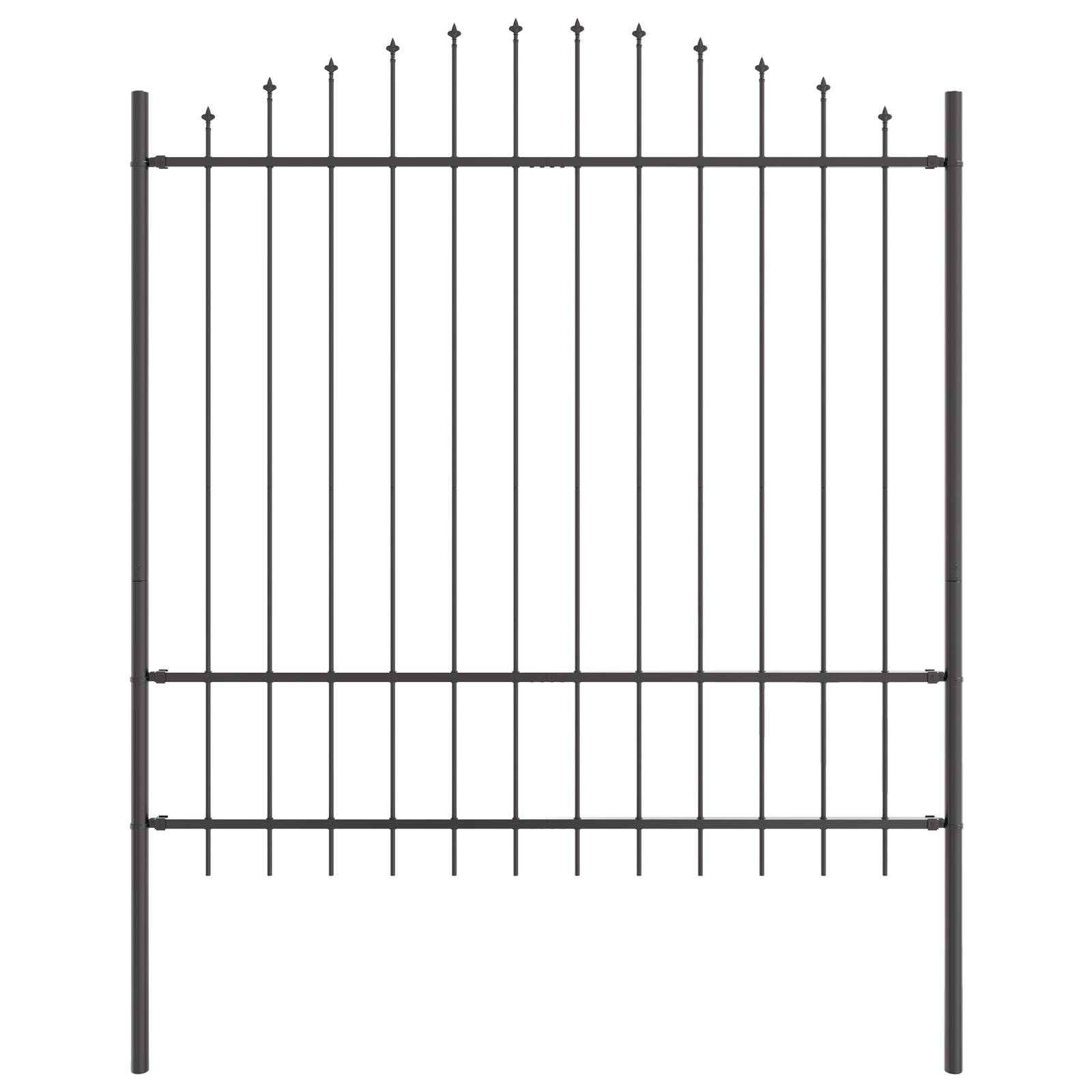 vidaXL Gartenzaun mit Rundbogen grau 3,4x1,75 m aus Stahl