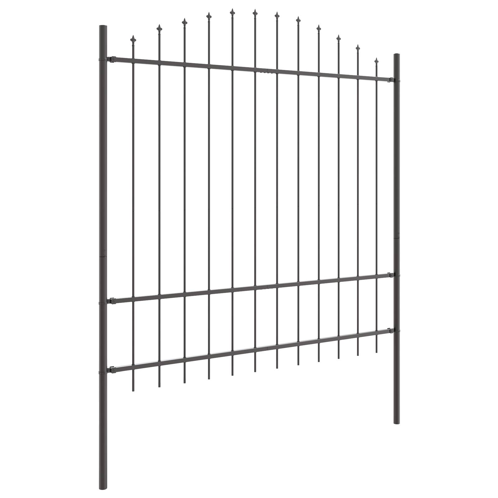 vidaXL Gartenzaun mit Bogenoberteil Grau 5,1x1,75 m Stahl