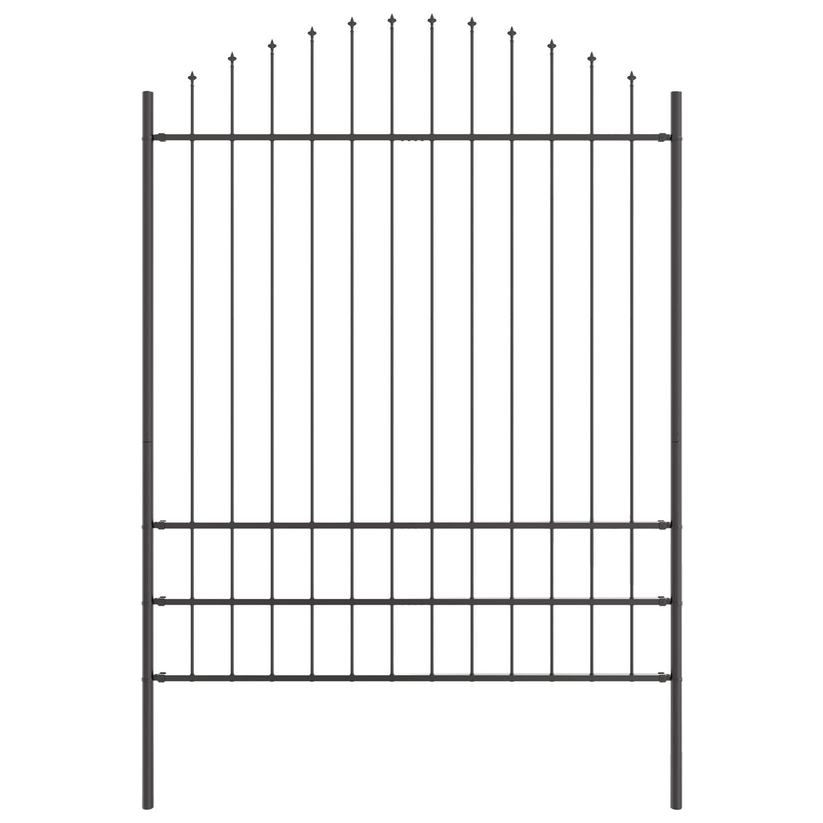 vidaXL Gartenzaun mit Bogenoberteil Grau 1,7x2 m Stahl