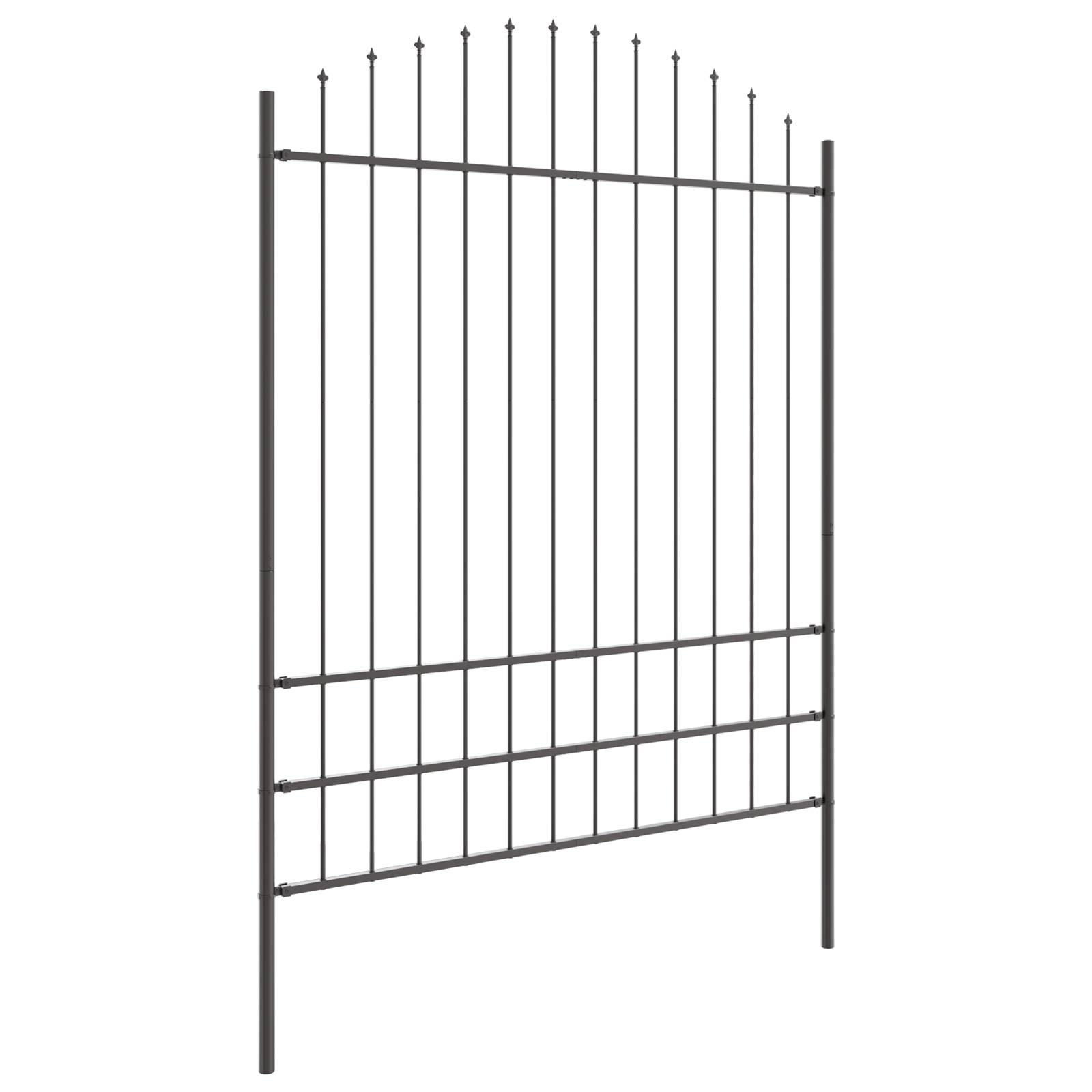 vidaXL Gartenzaun mit Bogenoberteil Grau 1,7x2 m Stahl