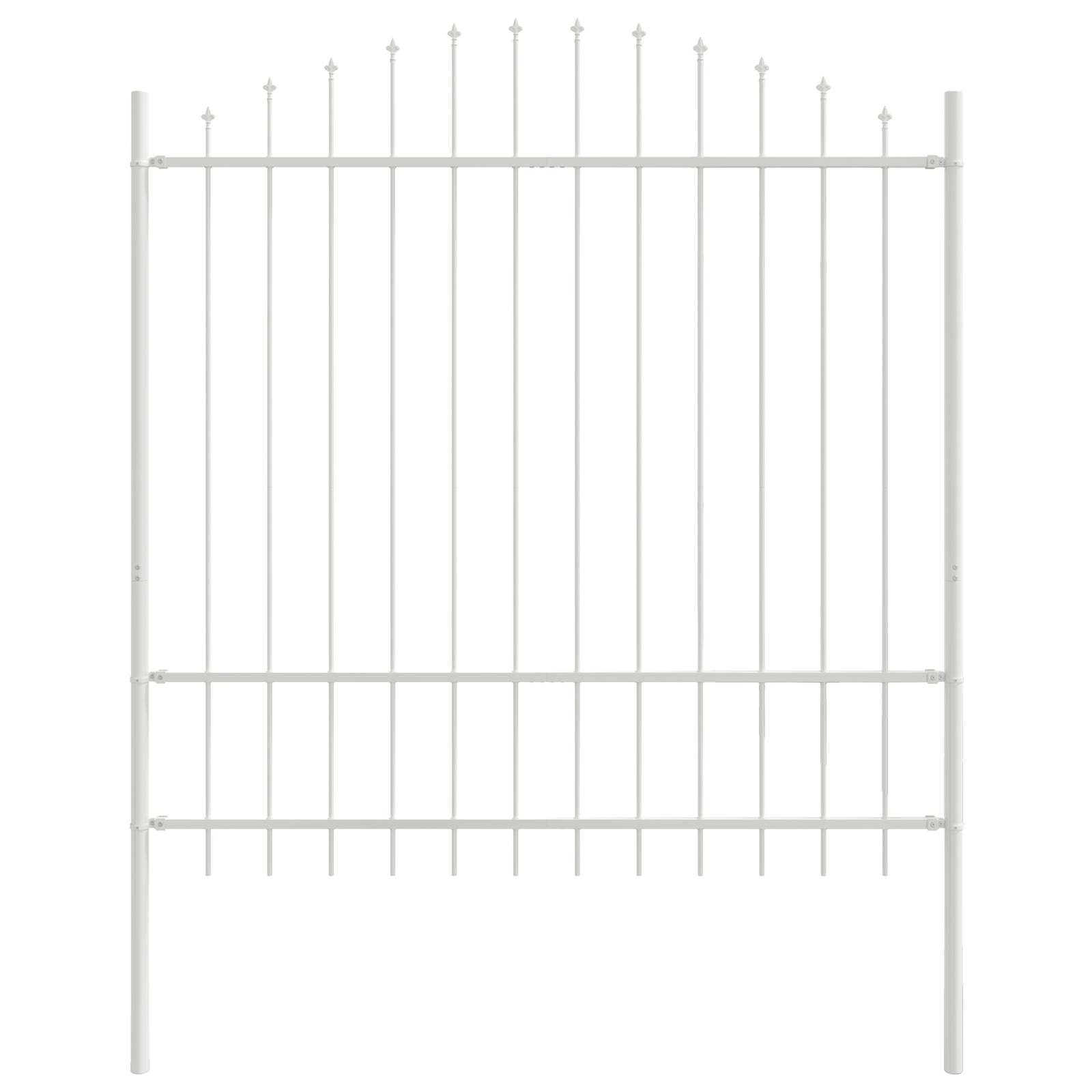 vidaXL Gartenzaun mit Bogenoberteil Weiß 10,2x1,75 m Stahl
