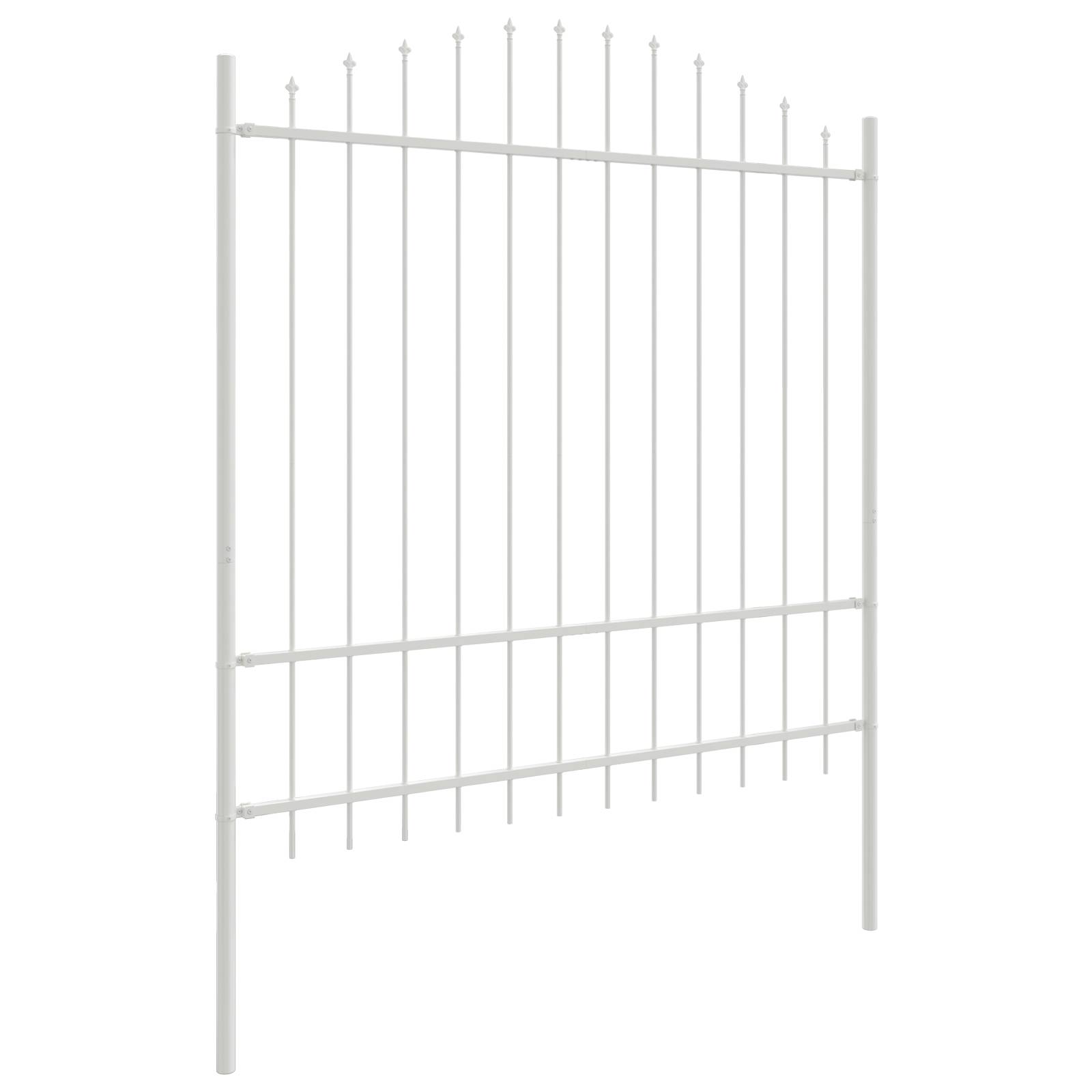 vidaXL Gartenzaun mit Bogenoberteil Weiß 1,7x1,75 m Stahl