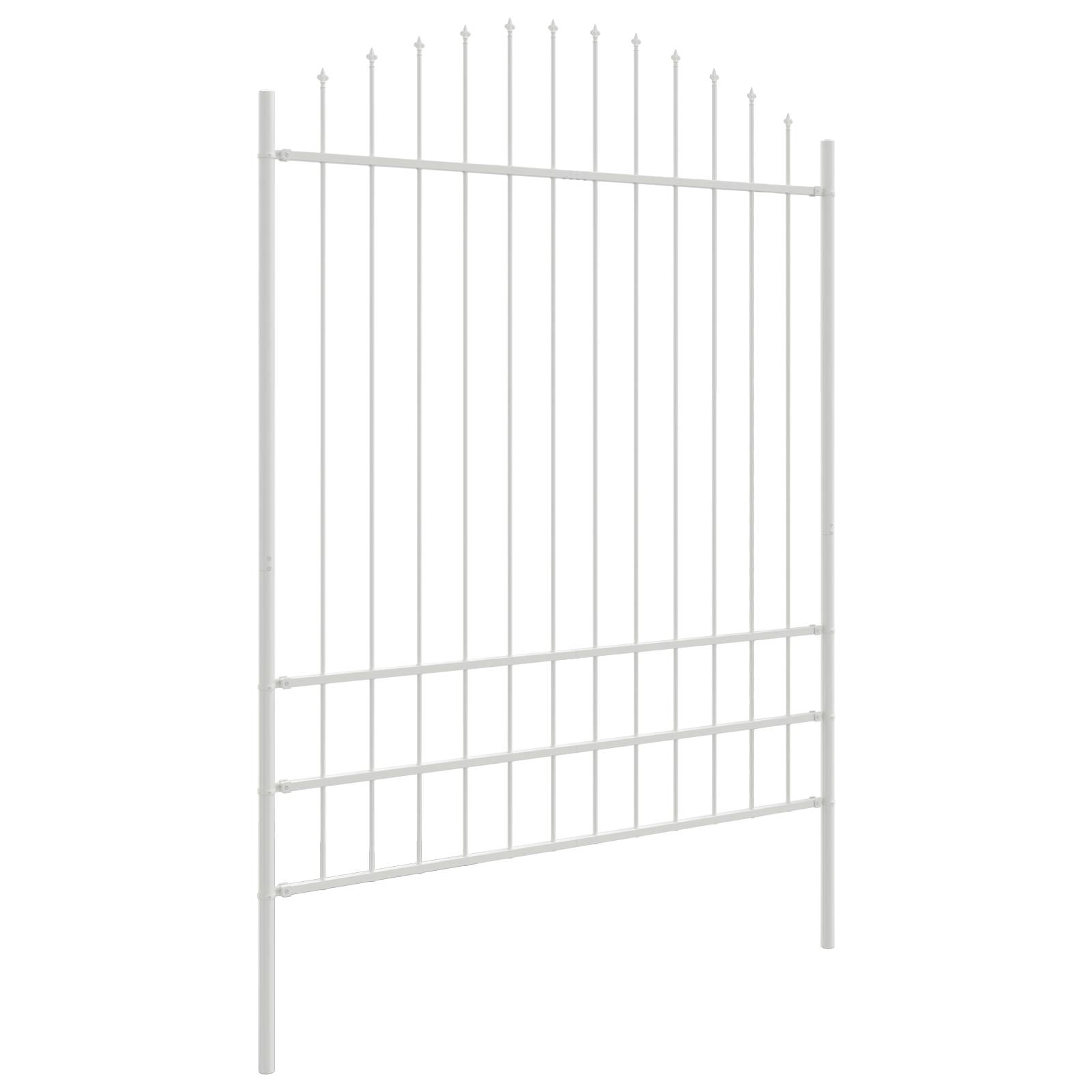 vidaXL Gartenzaun mit Bogenoberteil Weiß 10,2 x 2 m Stahl