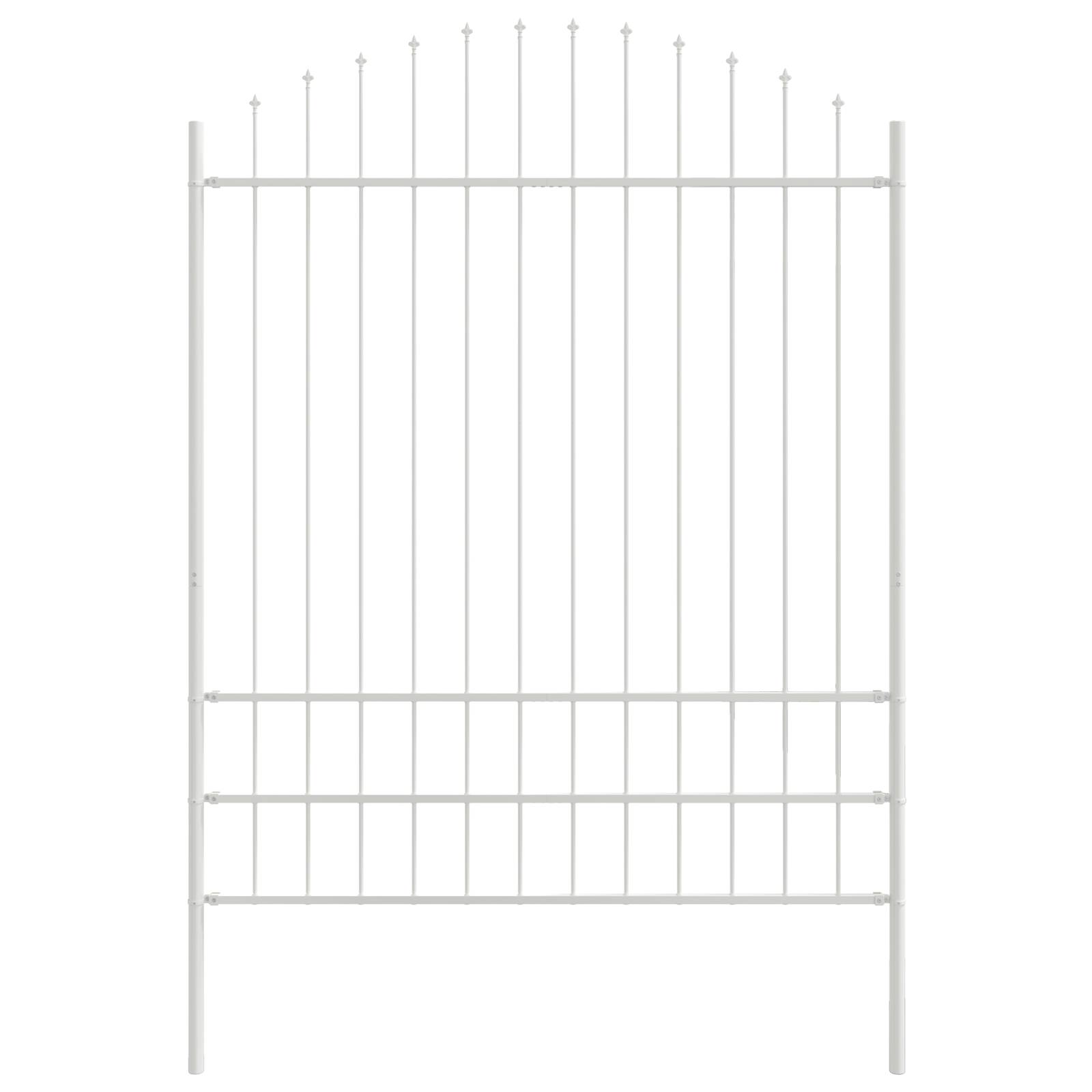 vidaXL Gartenzaun mit Bogenoberteil Weiß 10,2 x 2 m Stahl